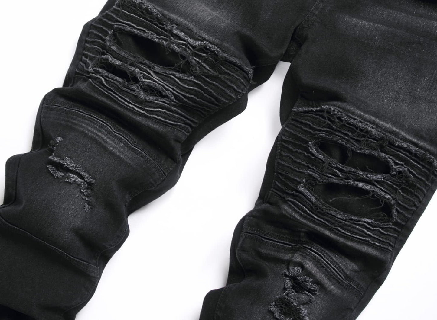 AITITIA Men's Biker Zipper Deco Washed Straight Fit Jeans (40, 002 Light Blue)