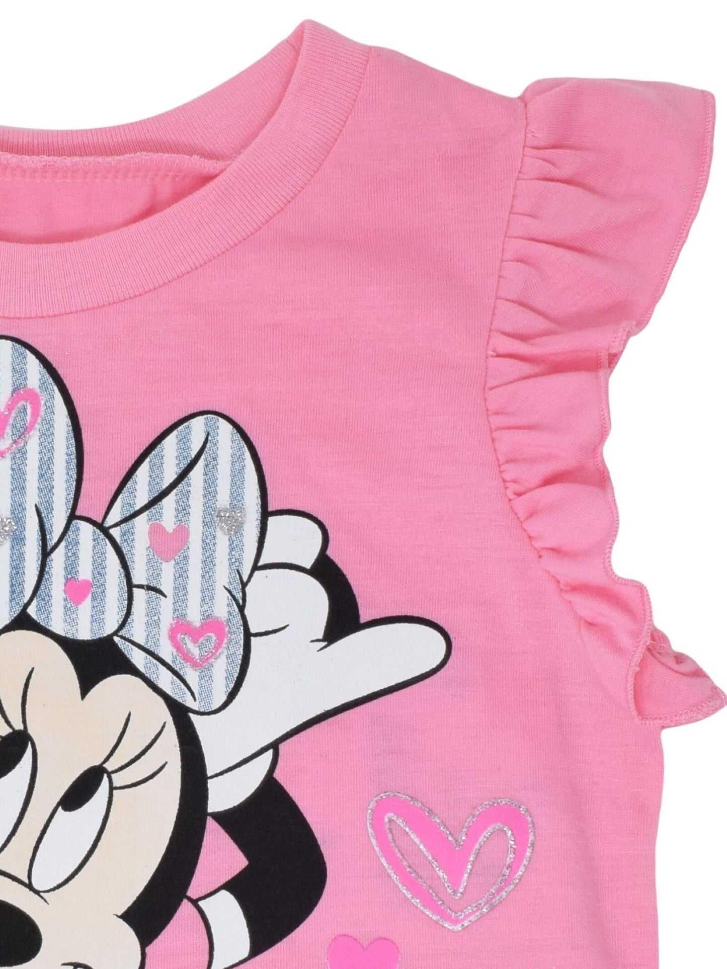 Disney Minnie Mouse Toddler Girls Graphic T-Shirt and Shorts Outfit Set Light Pink/Light Blue 3T