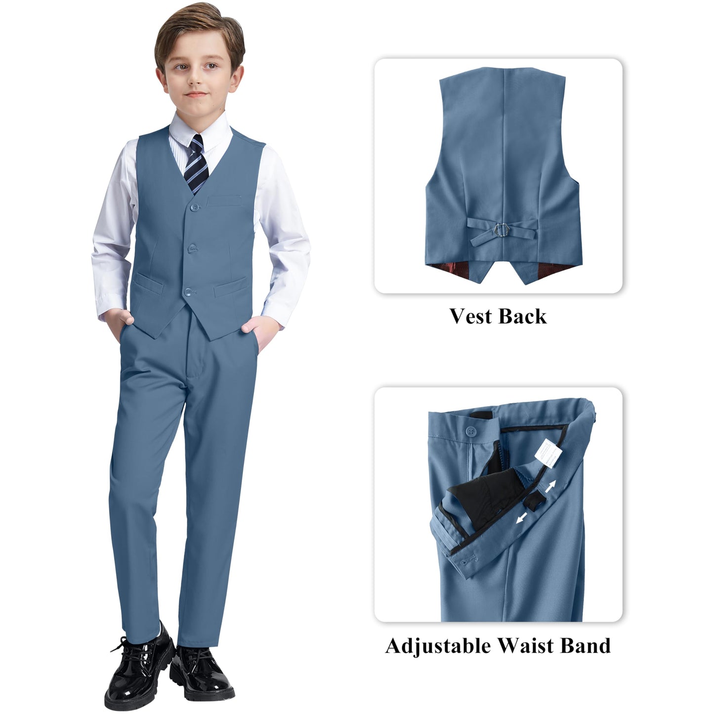Boys' Suits Size 2T Kids Black Suit Slim Fit 6 Piece Formal Suit Set Teen Toddler Ring Bearer Outfit for Wedding