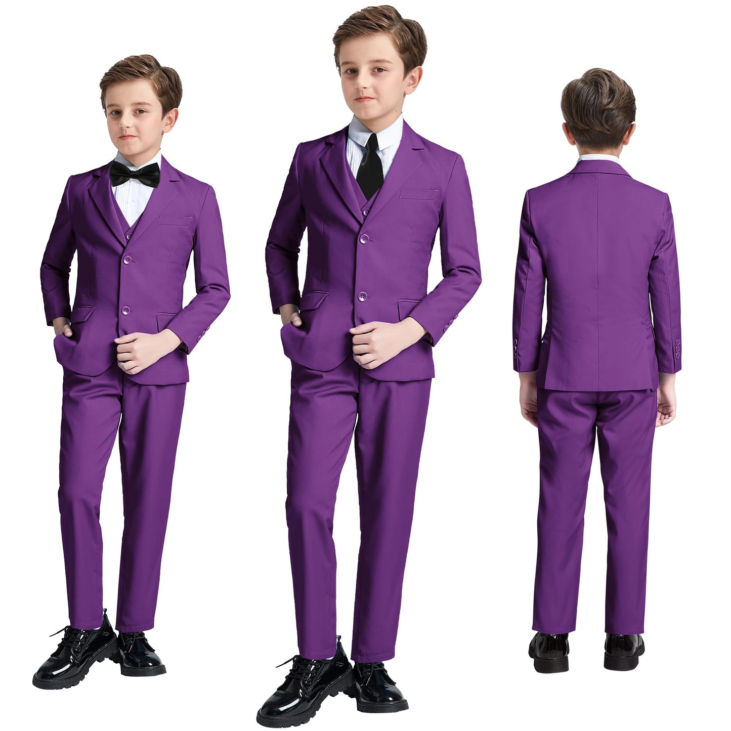 Boys' Suits Size 2T Kids Black Suit Slim Fit 6 Piece Formal Suit Set Teen Toddler Ring Bearer Outfit for Wedding