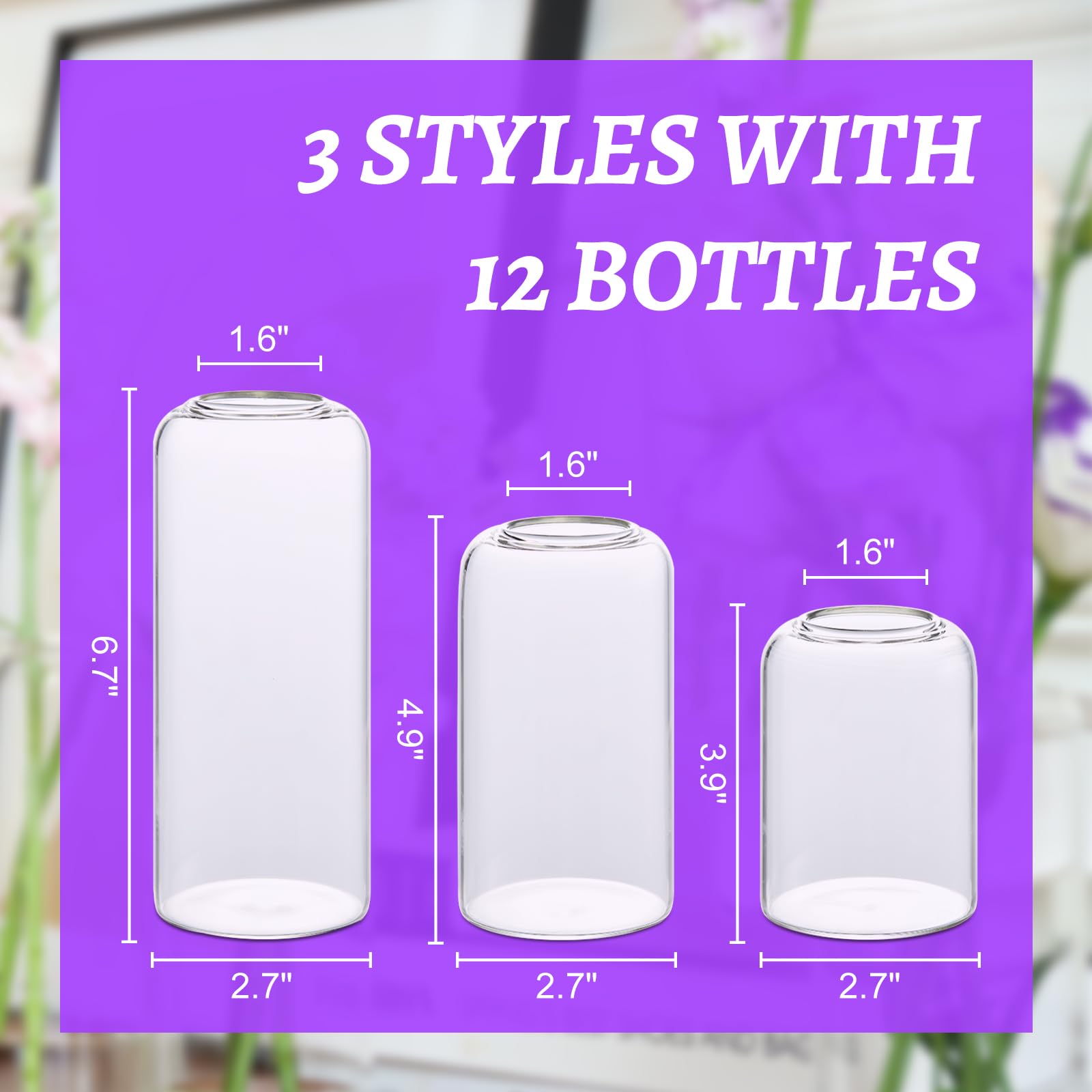 Glass Bud Vases Set of 24, Clear Flower Vase for Centerpieces,