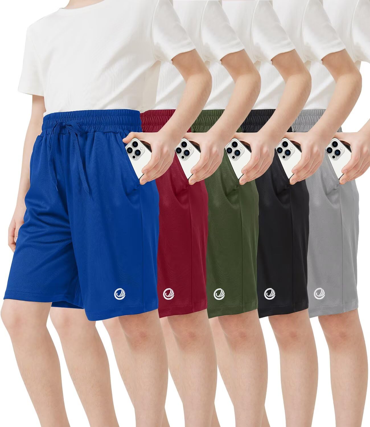 OCYMA 5 Pack Boys Athletic Shorts with Pockets 