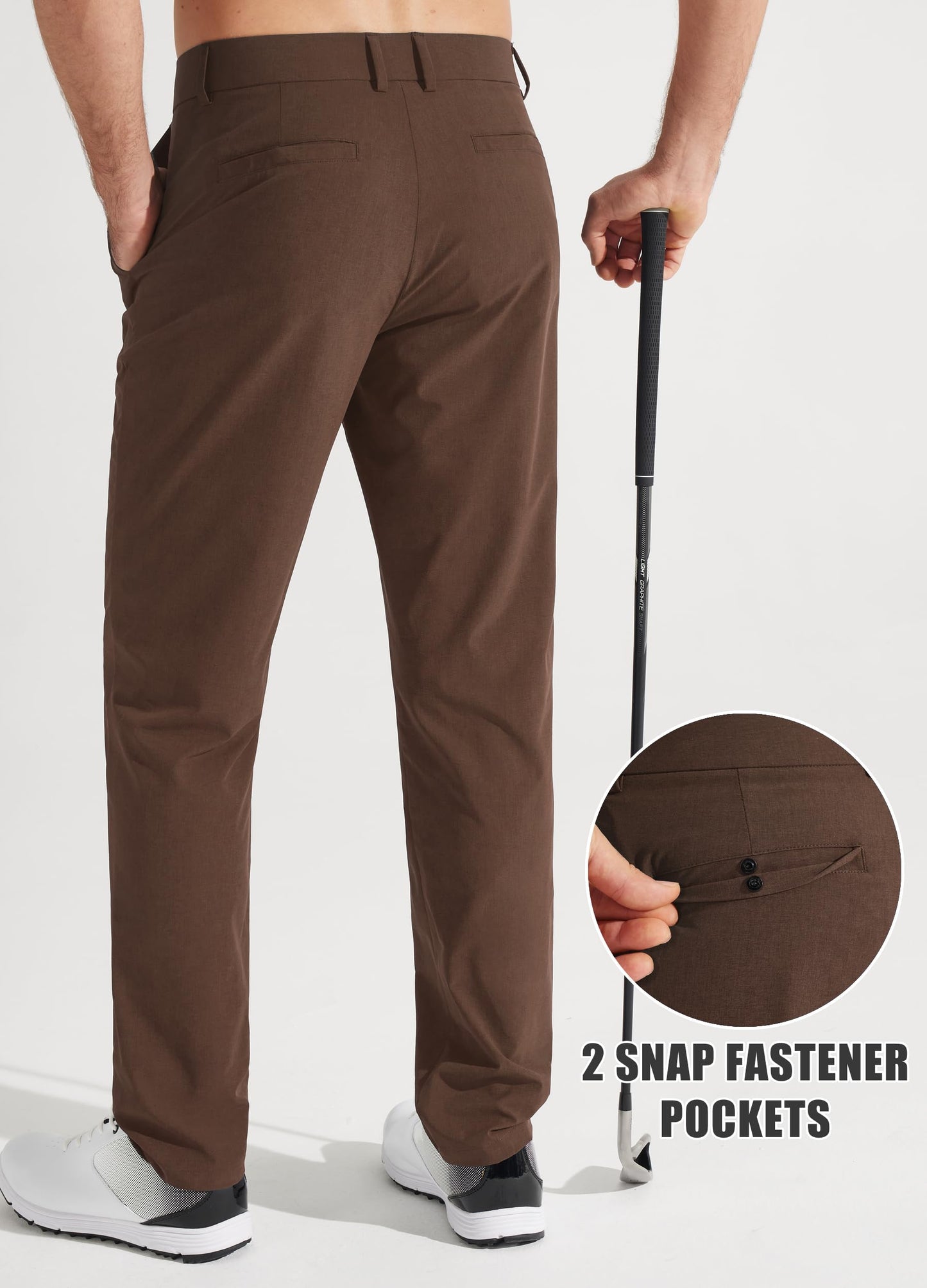 Libin Men's Golf Pants Classic Fit Stretch Work Dress Pants 32" Quick Dry Lightweight Business Casual Trousers Comfort Water Resistant, Black, 33W x 32L