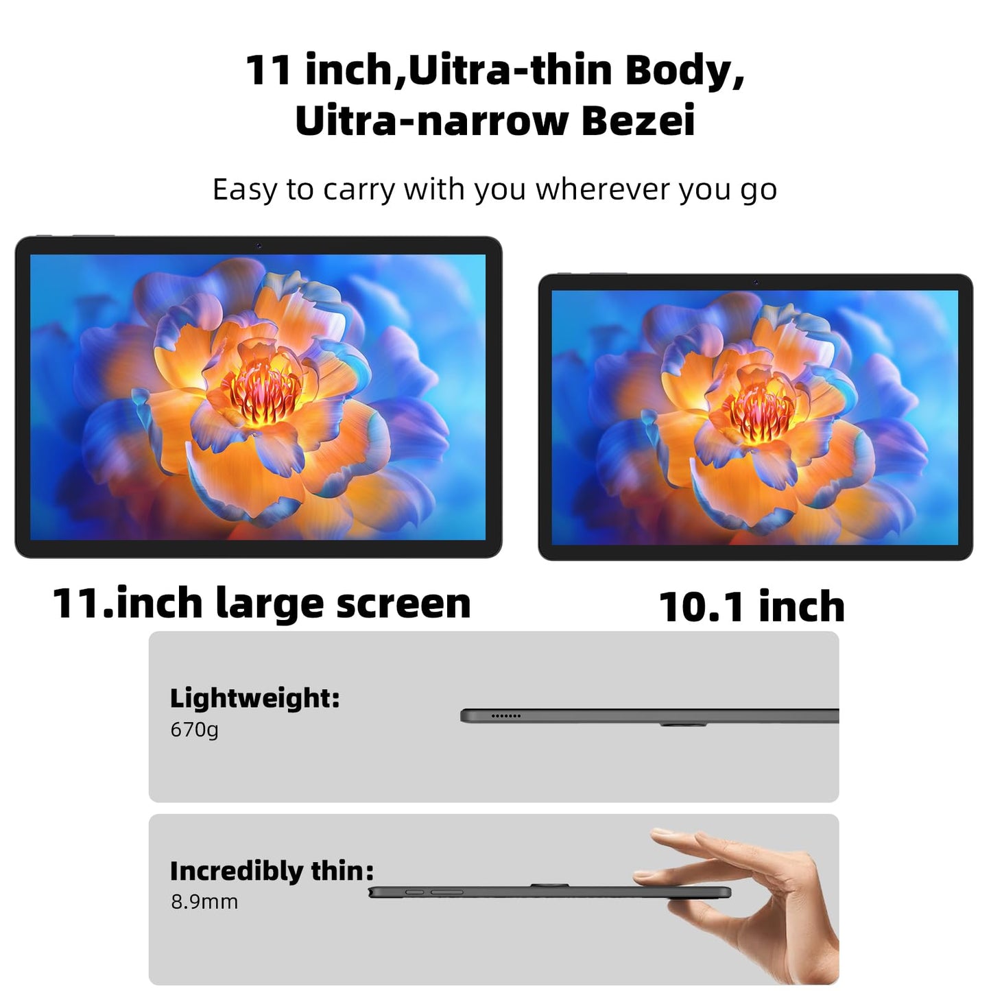 11 Inch Tablet Android 14 Tablets, 2024 New GMS Certified, Octa Core Tablet PC with Keyboard/Mouse/Case12GB RAM 128GB ROM 1TB Expand, 8000mAh, Fast Charging, 5GWiFi, BT5.0, FM, GPS (Black)