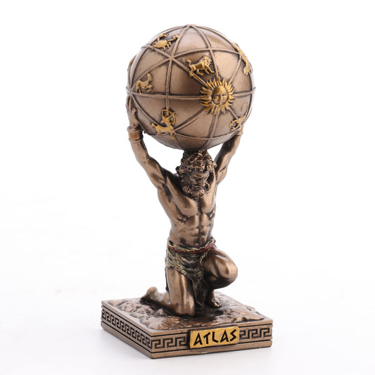 Atlas Greek Titan Bearer of The Sky Resin Hand Painted Bronze Finish Miniature Figurine