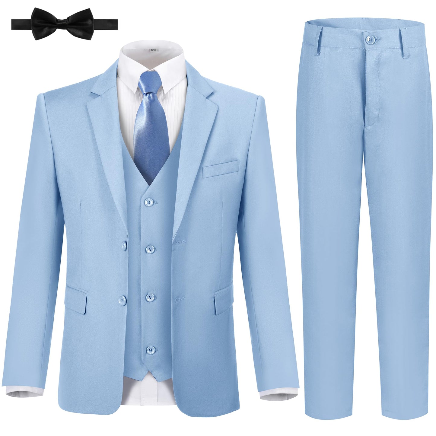 Boys' Suits Size 2T Kids Black Suit Slim Fit 6 Piece Formal Suit Set Teen Toddler Ring Bearer Outfit for Wedding