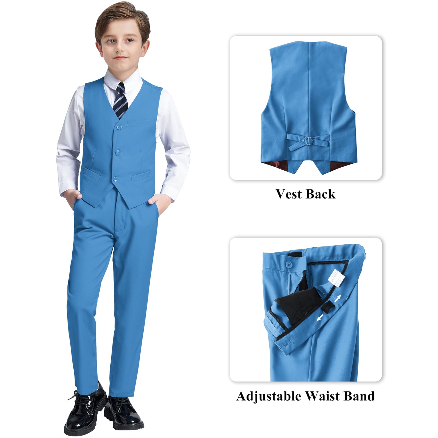 Boys' Suits Size 2T Kids Black Suit Slim Fit 6 Piece Formal Suit Set Teen Toddler Ring Bearer Outfit for Wedding
