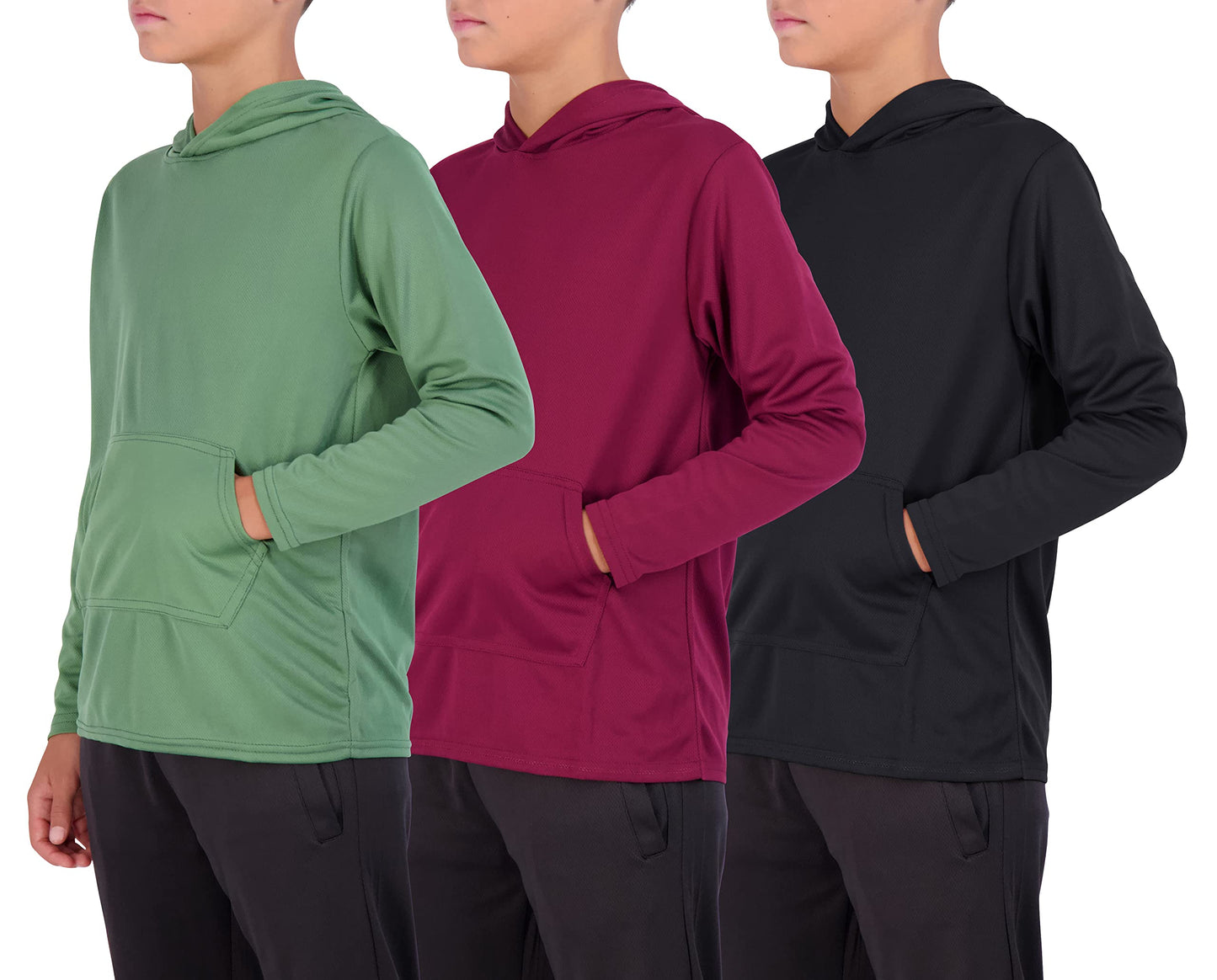 Real Essentials 3 Pack: Boys Hoodies – Youth Mesh Long Sleeve Sweatshirts.