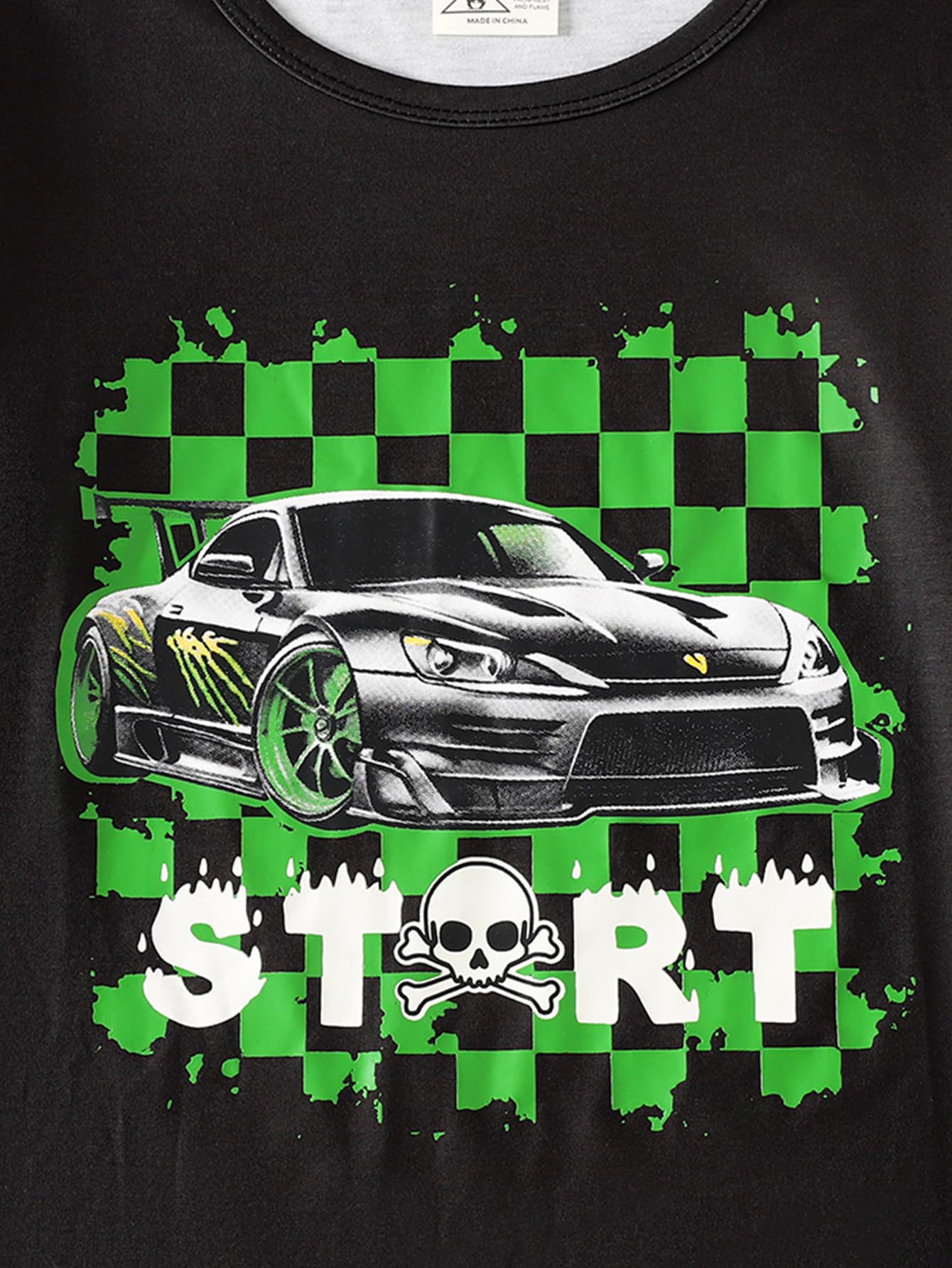 MyFav Big Boys Glow in Dark Skull Pjs Sleepwear Summer Pajama Shorts Sets, Skateboard, 14 Years