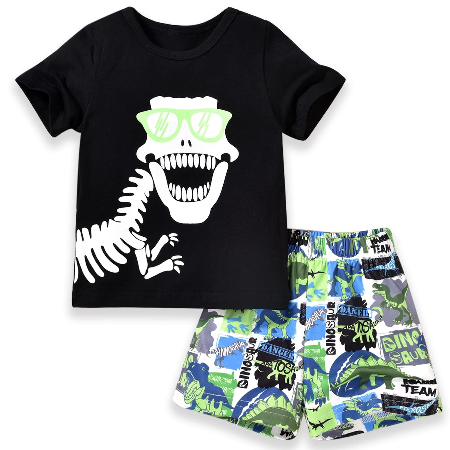 fioukiay 4T Black Toddler Boys Sring Summer Shorts Set Boys Letter Printed Palm Leaf Clothes Outfit