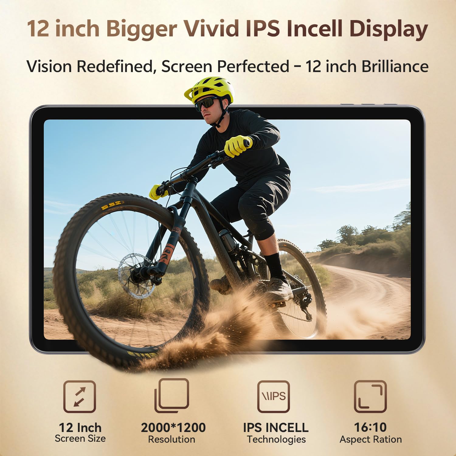 12 Inch Tablet, Android 15 Tablet 12 Inch Large Screen 2K Display