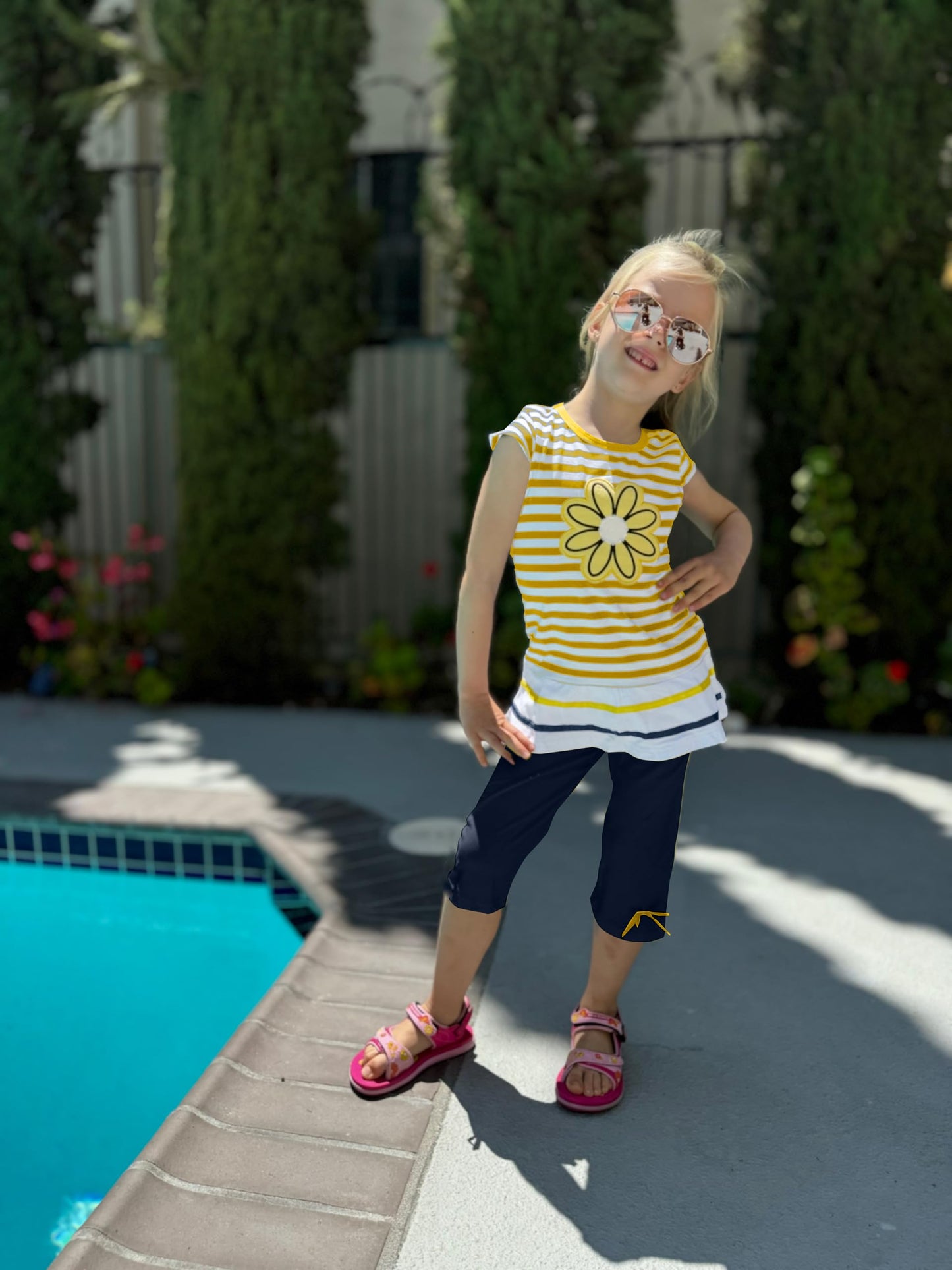 LUKYCILD Baby Girls Summer Clothes Casual Clothing Suit Short Sleeve Striped T-Shirt +Pants