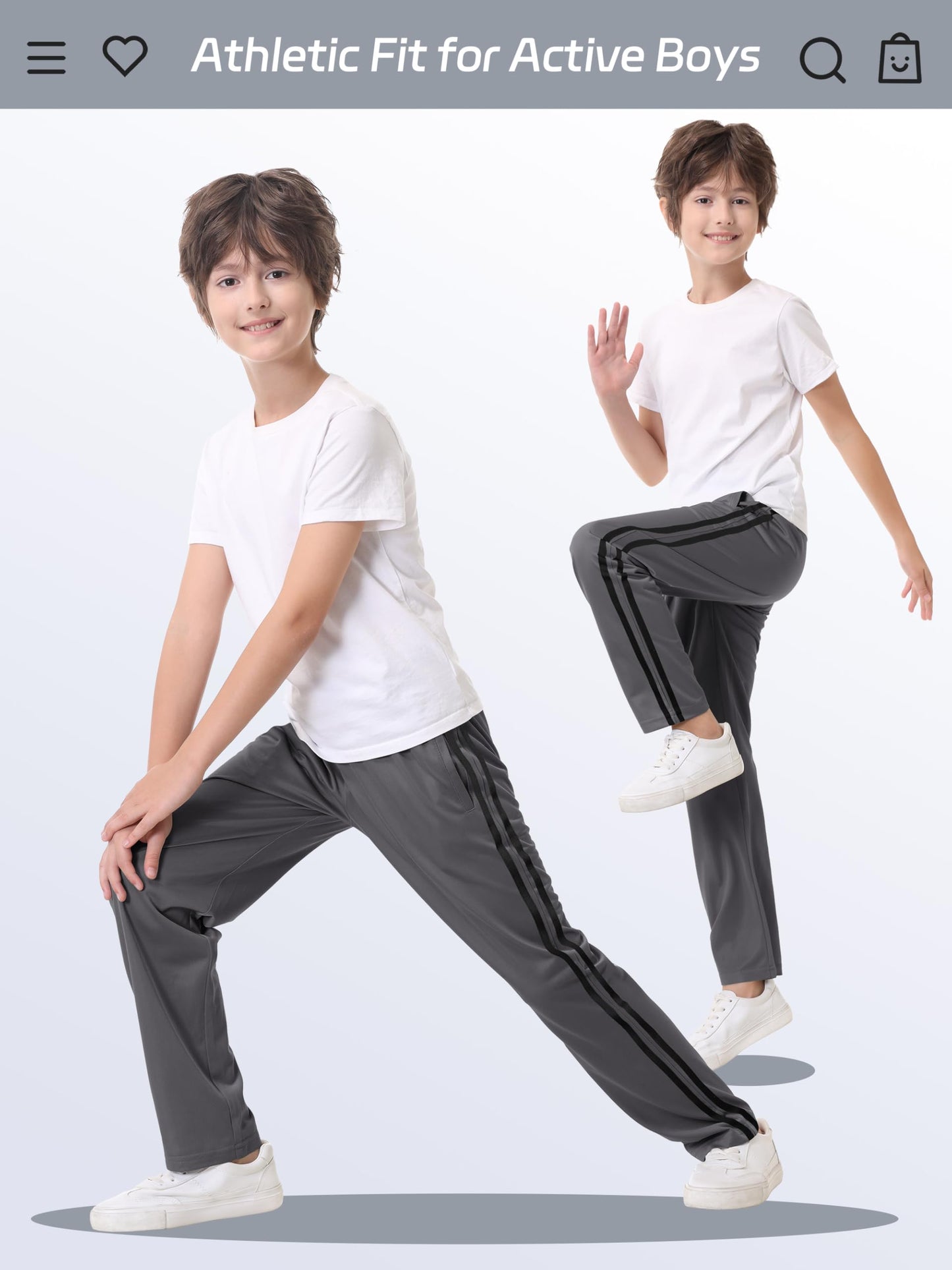 4 Pack Boys Lightweight Sweatpants, Tricot Sweatpants for Boys 