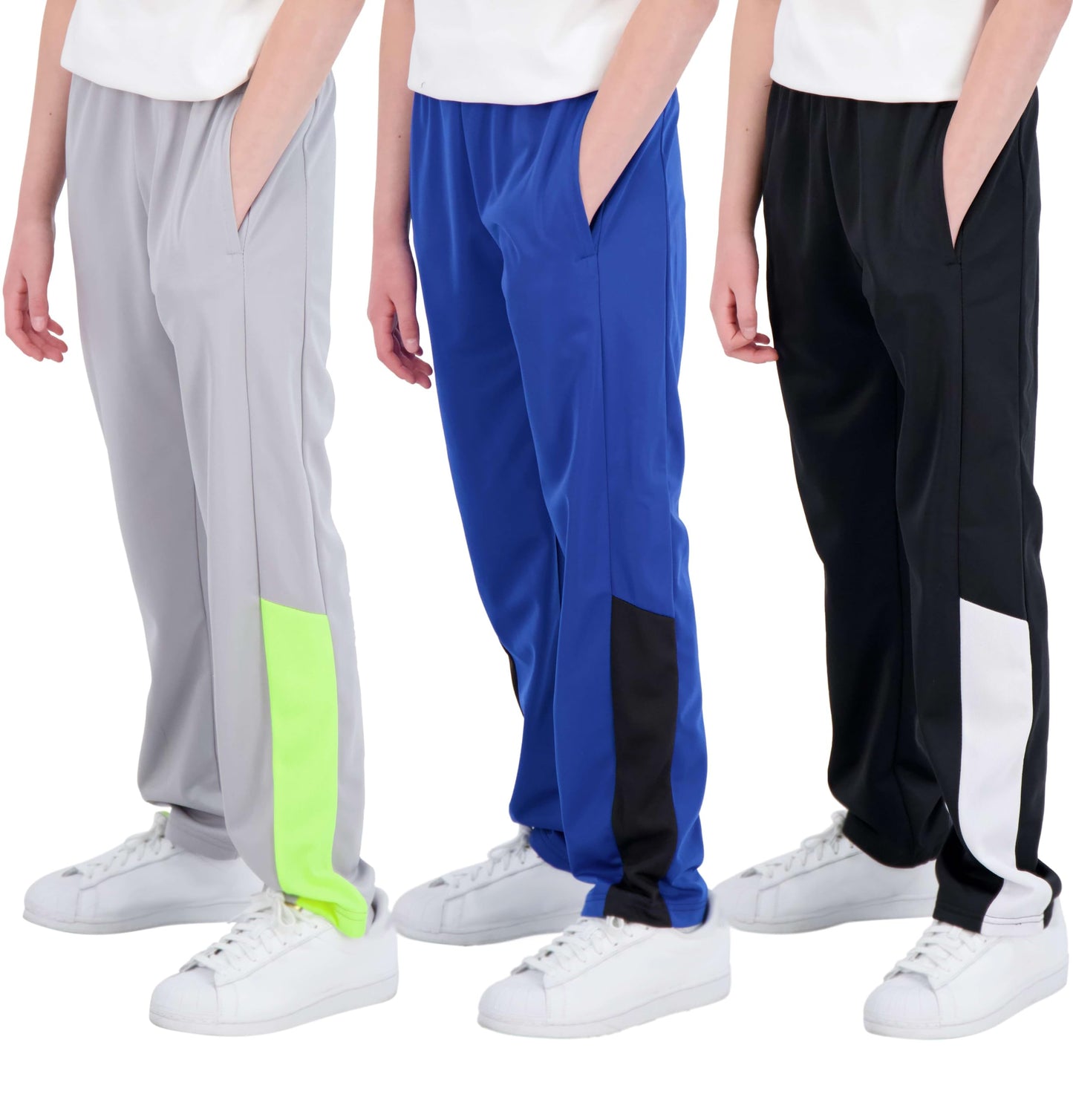 Real Essentials 3 Pack: Boys' Tricot Open Bottom Fleece-Lined Sweatpants with Pockets