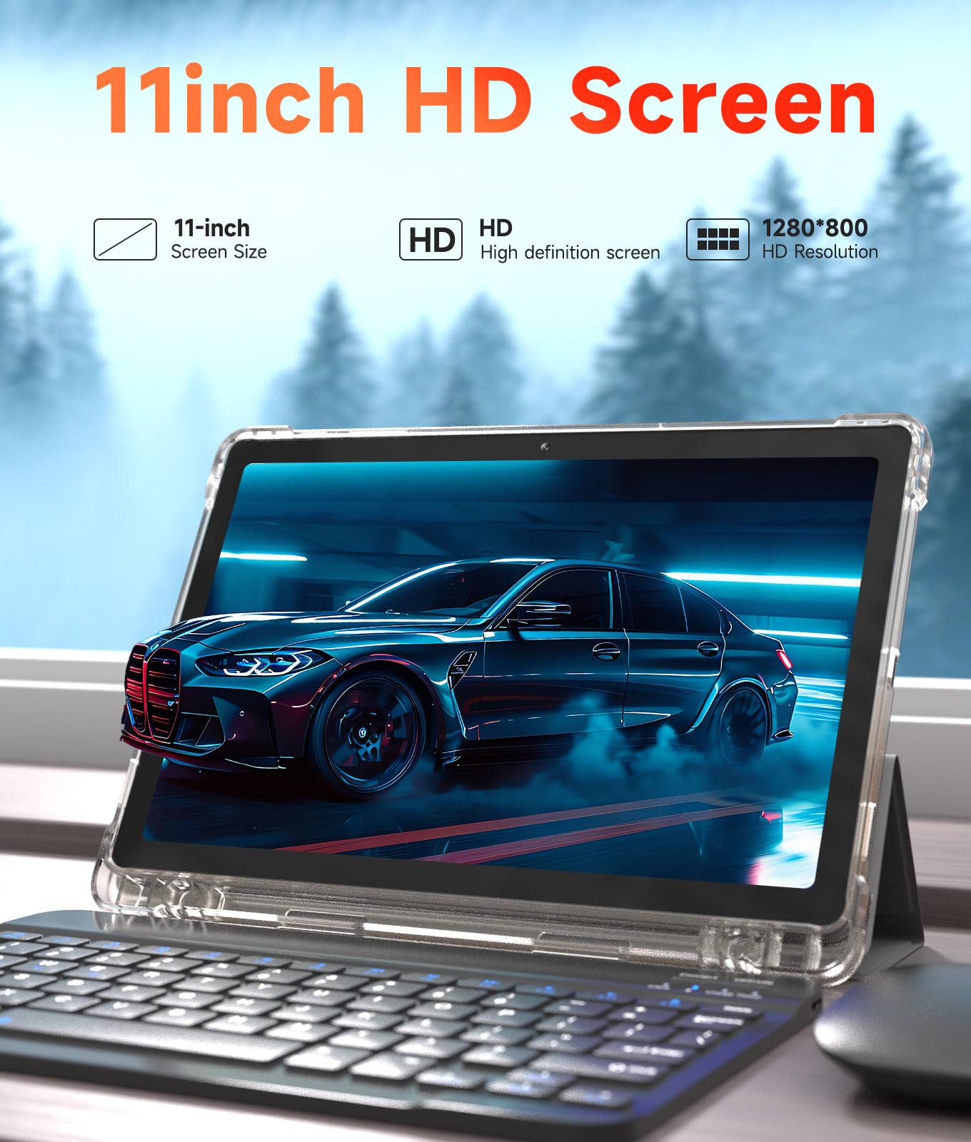 PEICHENG Tablet 11" Android 14.0 with Grey Case, RAM 16GB (4GB+12GB Expansion)+128GB ROM, 5G Wi-Fi, 8000 mAh, 5MP front/13MP Back Camera, Octa Core T606 1.6GHZ (Tablet+case)