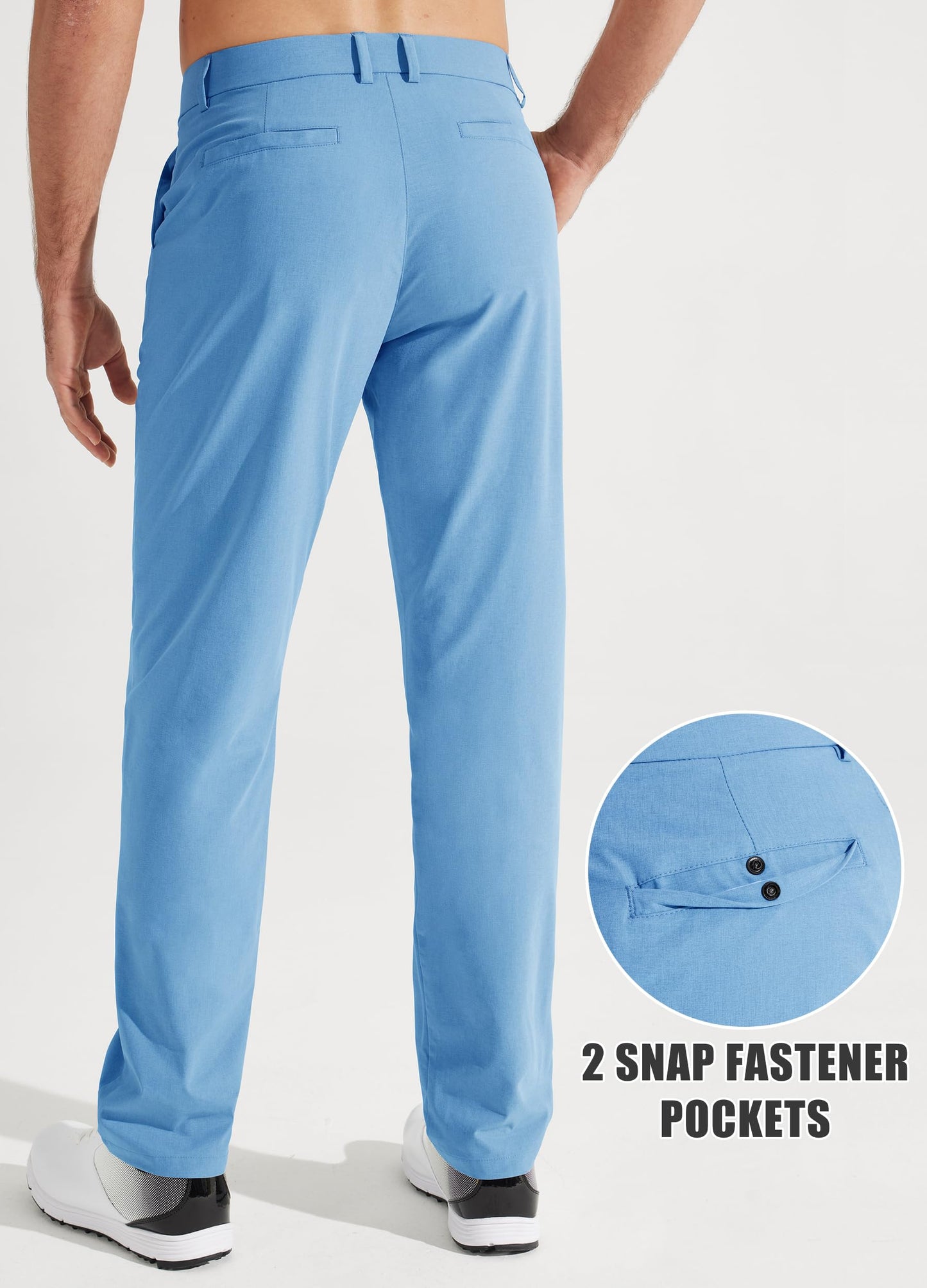 Libin Men's Golf Pants Classic Fit Stretch Work Dress Pants 32" Quick Dry Lightweight Business Casual Trousers Comfort Water Resistant, Black, 33W x 32L