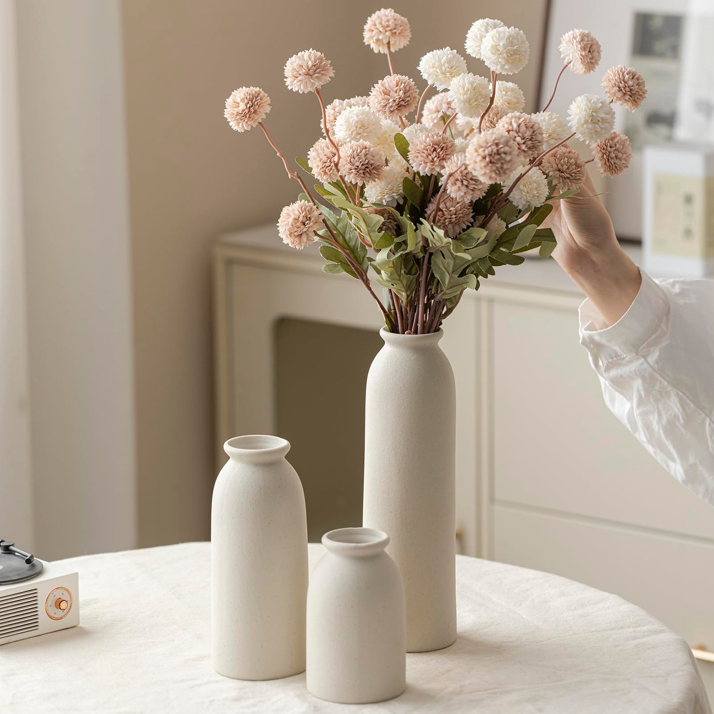 Ceramic Vase Set-3, Small Flower Vases for Decor