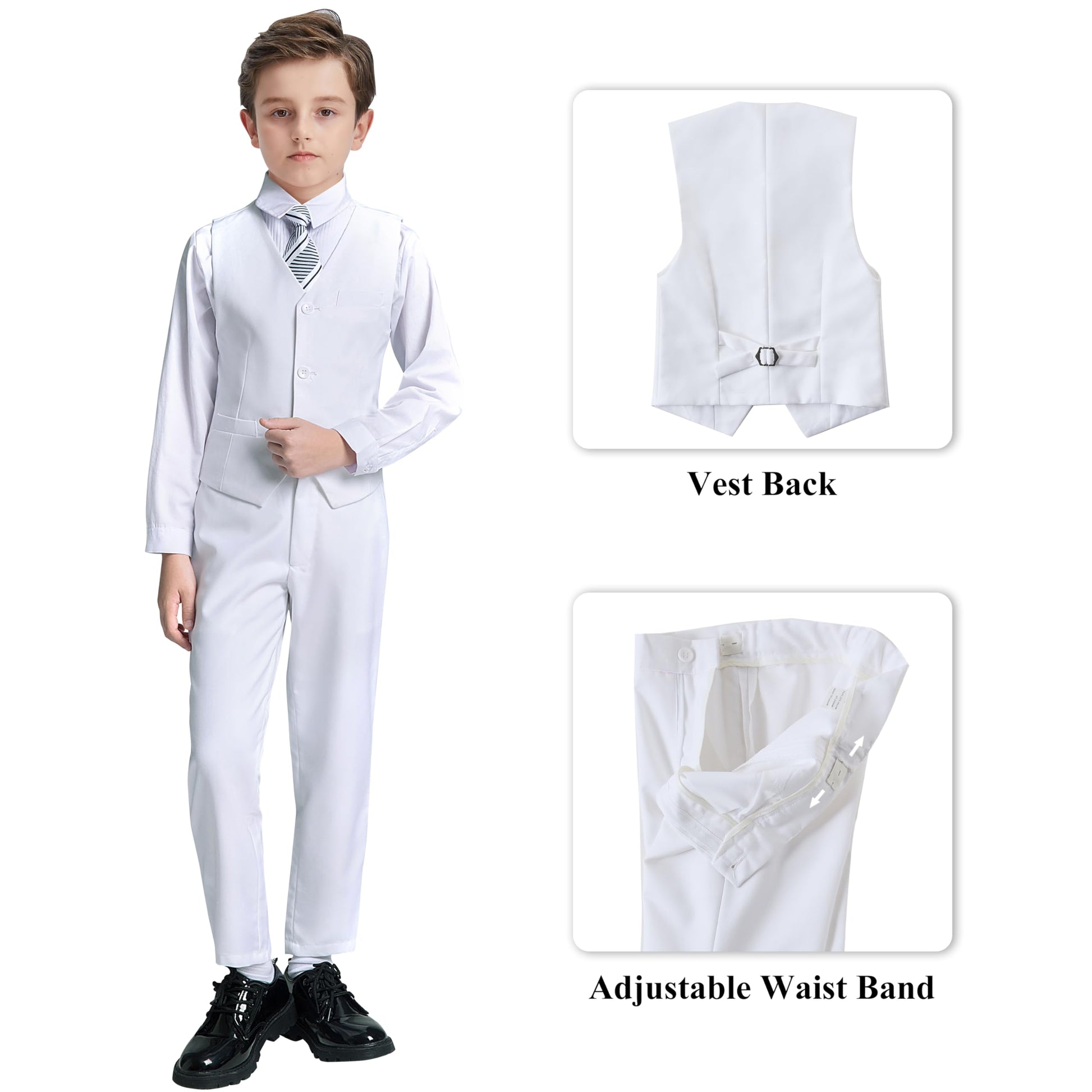 Boys' Suits Size 2T Kids Black Suit Slim Fit 6 Piece Formal Suit Set Teen Toddler Ring Bearer Outfit for Wedding