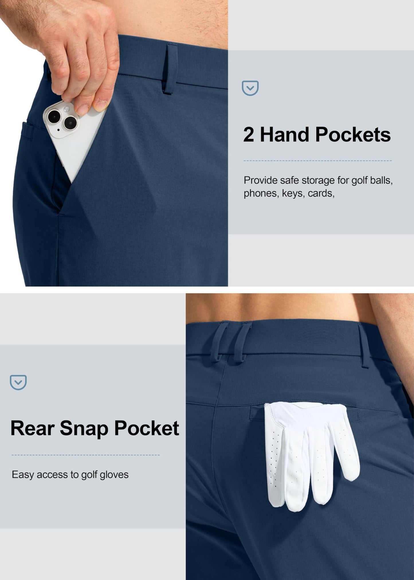 Pudolla Men's Golf Pants Stretch Classic Fit Work Dress Pants 30 Lightweight Quick Dry Casual Slacks Trousers with Pockets(Khaki 34Wx30L)