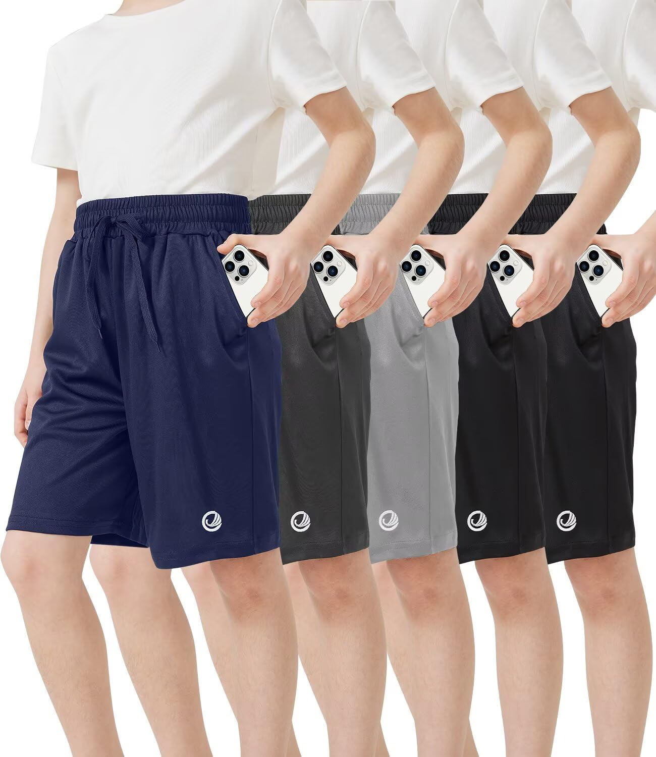 OCYMA 5 Pack Boys Athletic Shorts with Pockets 
