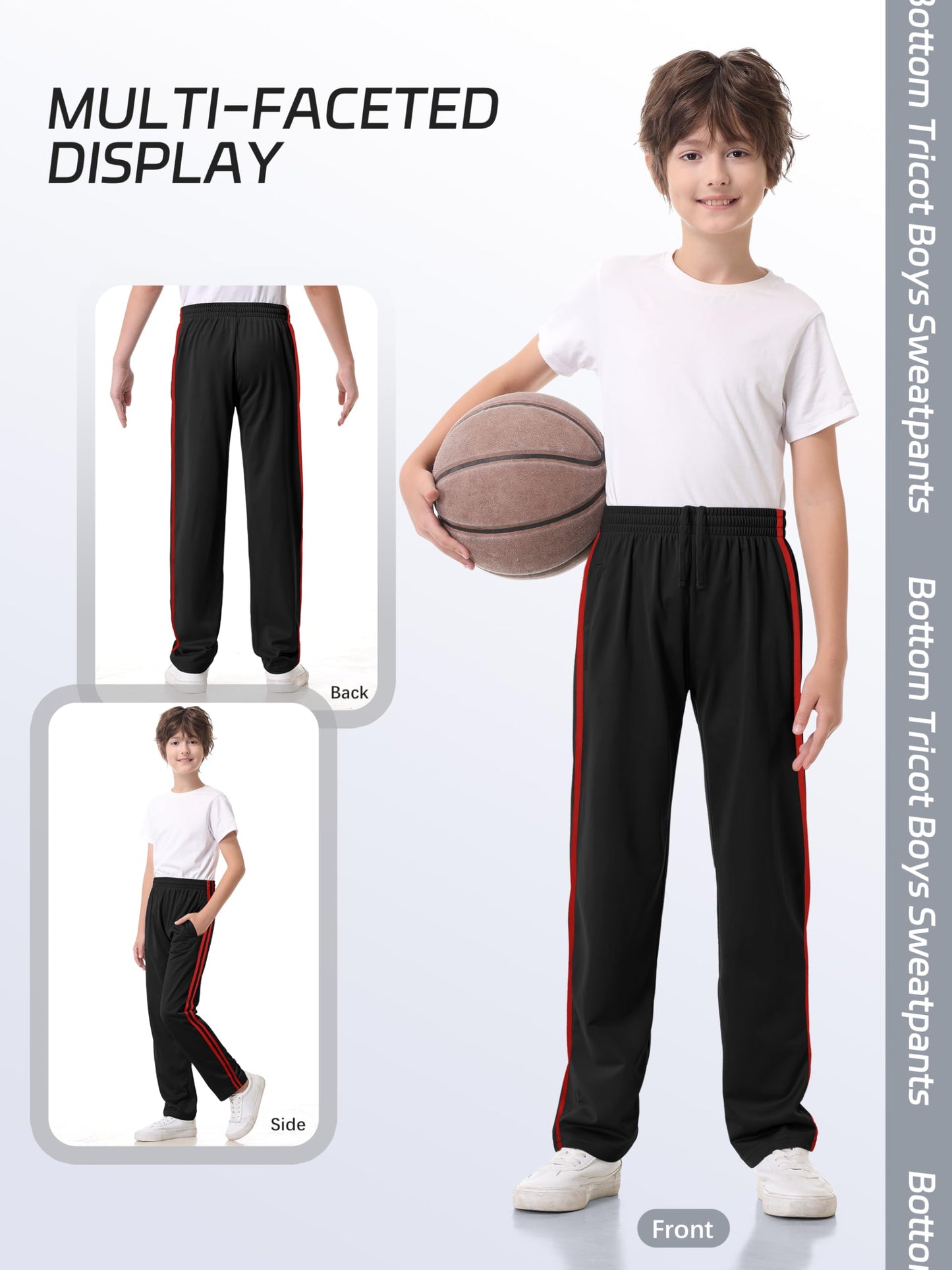 4 Pack Boys Lightweight Sweatpants, Tricot Sweatpants for Boys 