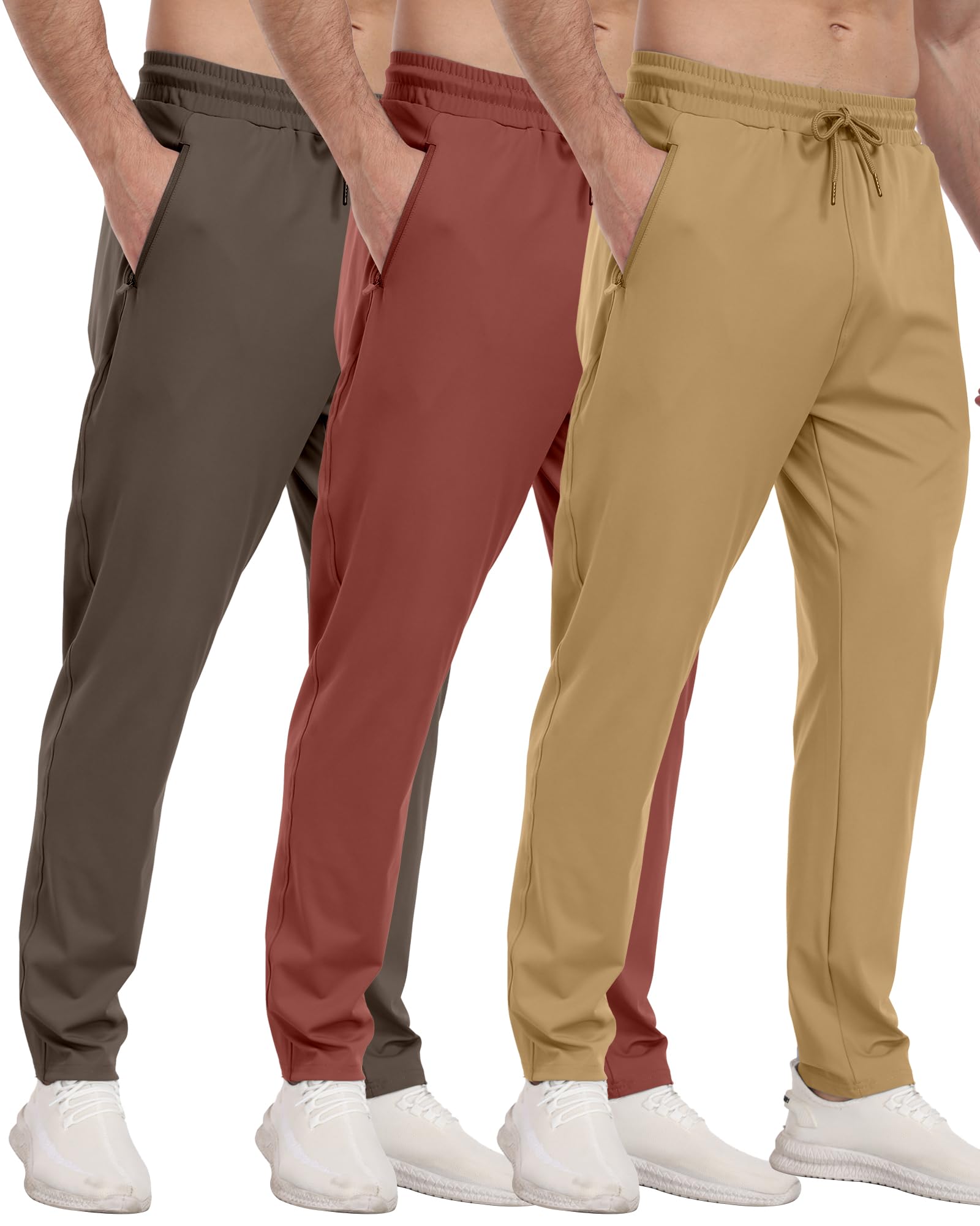 PARISDIARY 3 Pack Mens Athletic Sweatpants with Zipper Pockets,Workout Gym Joggers Pants for Men Running Jogging Pants-BlackDark GrayNavy-L