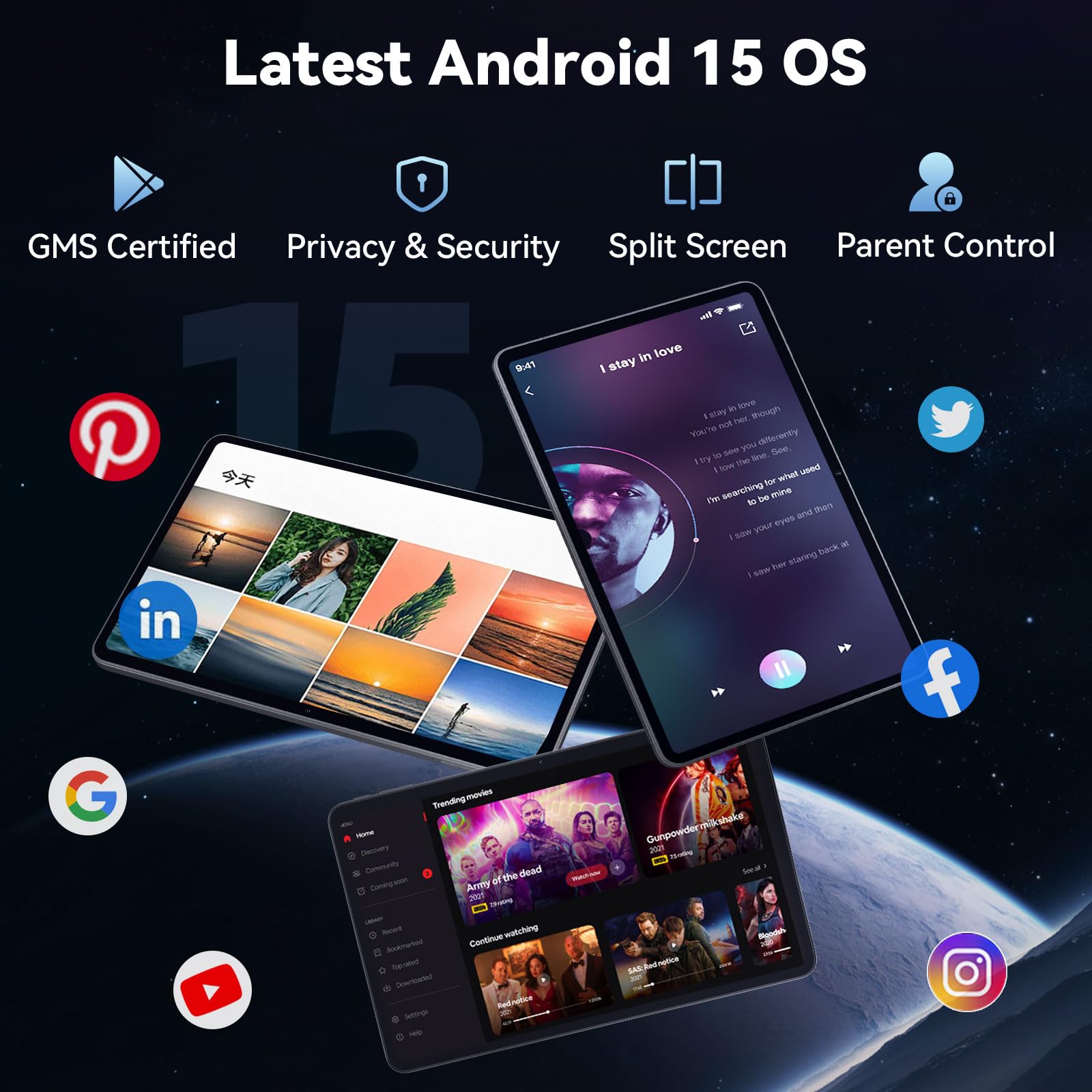 Android 15 Tablet with Octa-Core Processor, 12 Inch Tablets 20GB RAM (6+14GB).