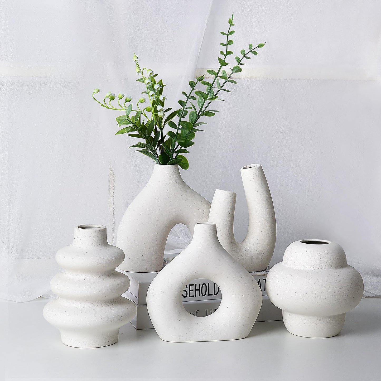 Modern Ceramic Vase Set of 5, Vases Home Decor