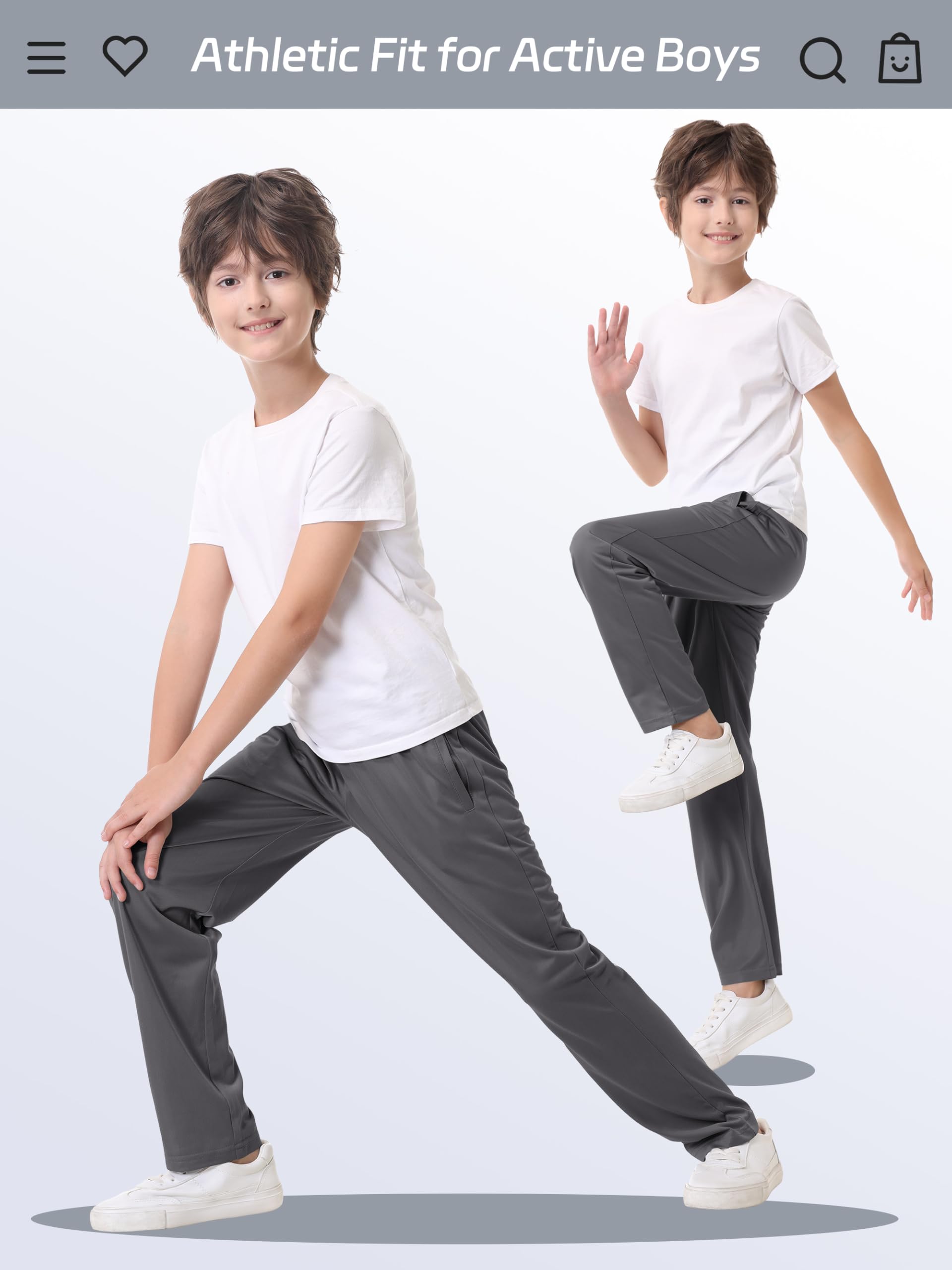 4 Pack Boys Lightweight Sweatpants, Tricot Sweatpants for Boys 