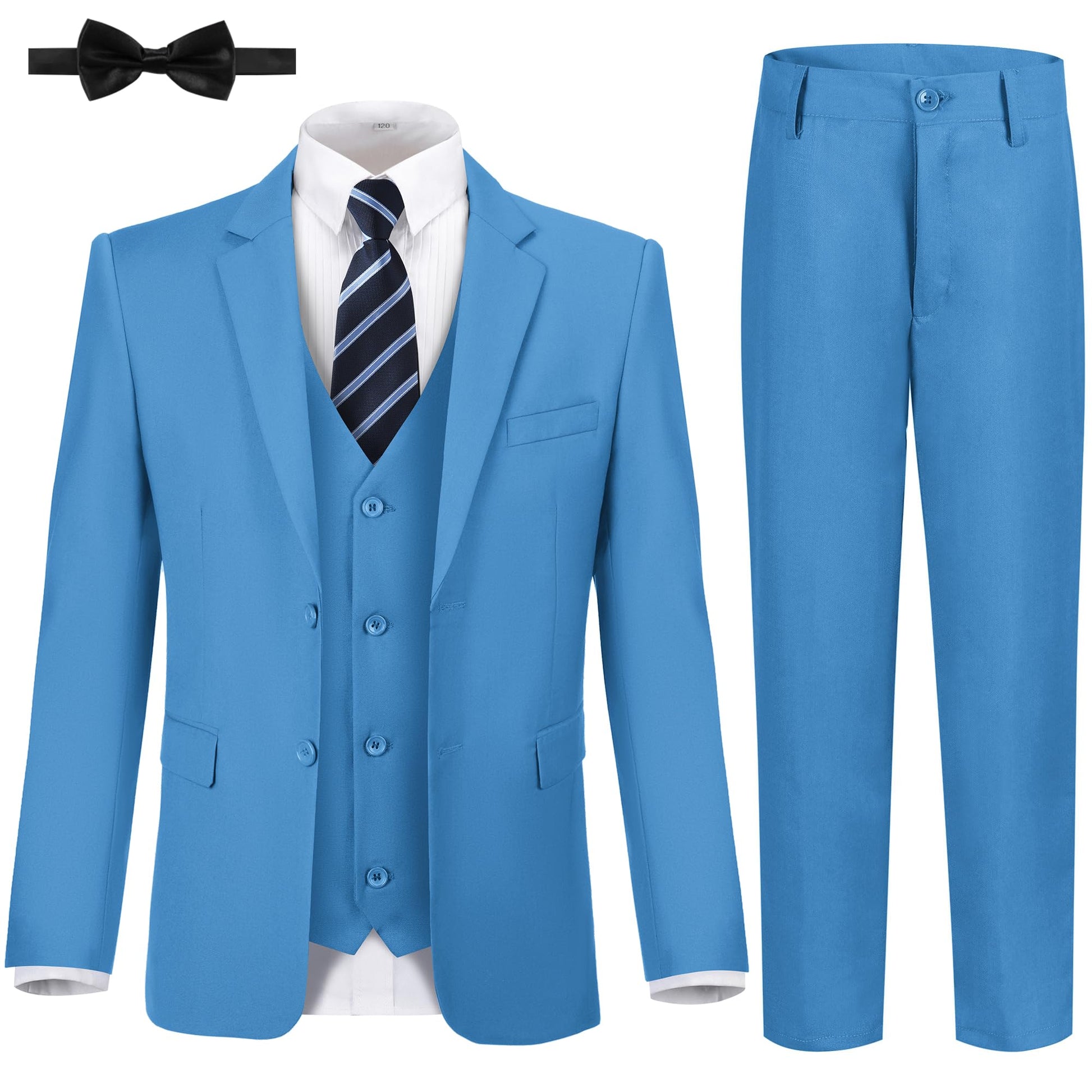 Boys' Suits Size 2T Kids Black Suit Slim Fit 6 Piece Formal Suit Set Teen Toddler Ring Bearer Outfit for Wedding