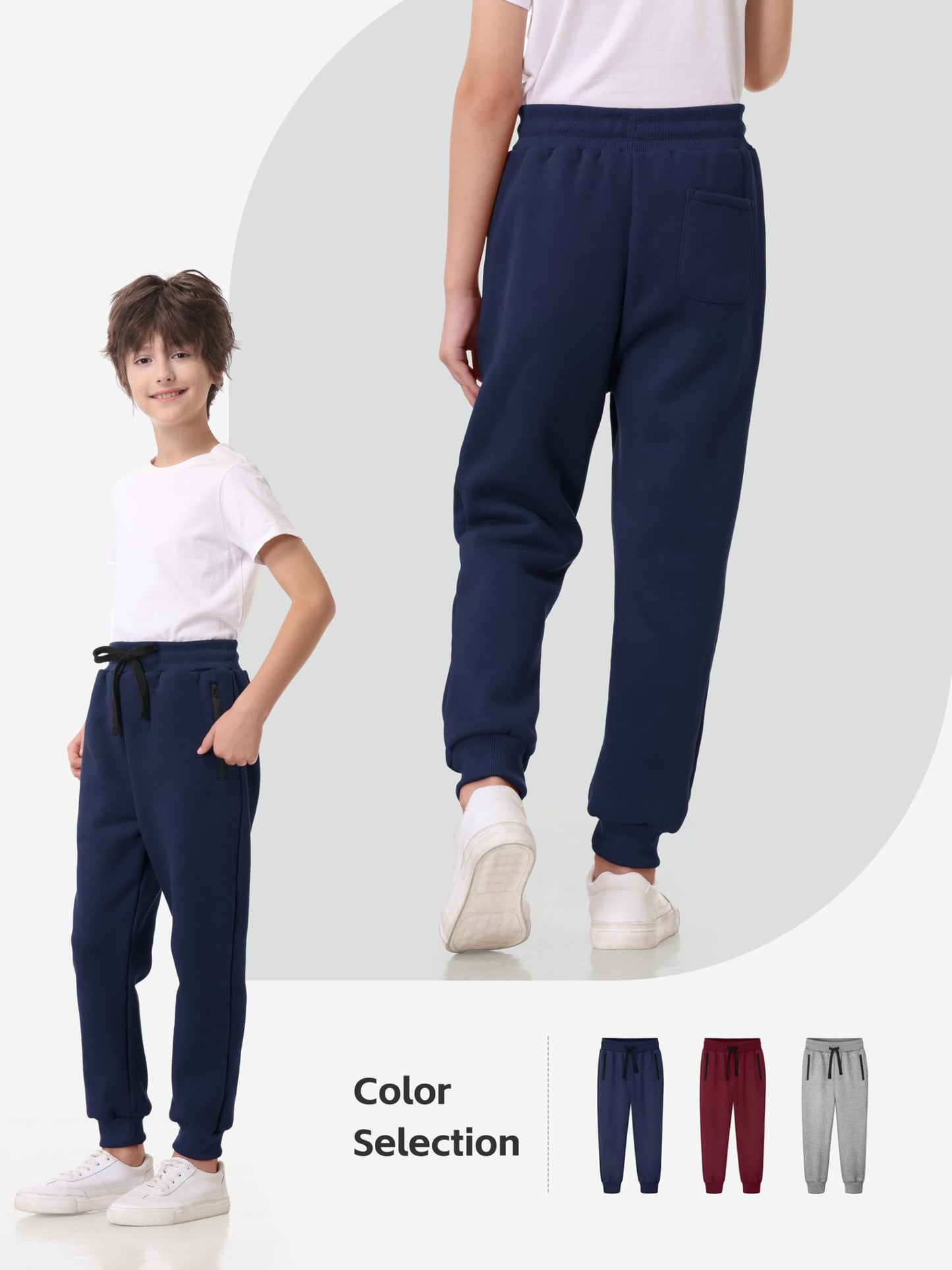 Real Essentials 3 Pack: Boys Tech Fleece Jogger Active Sweatpants with Pockets