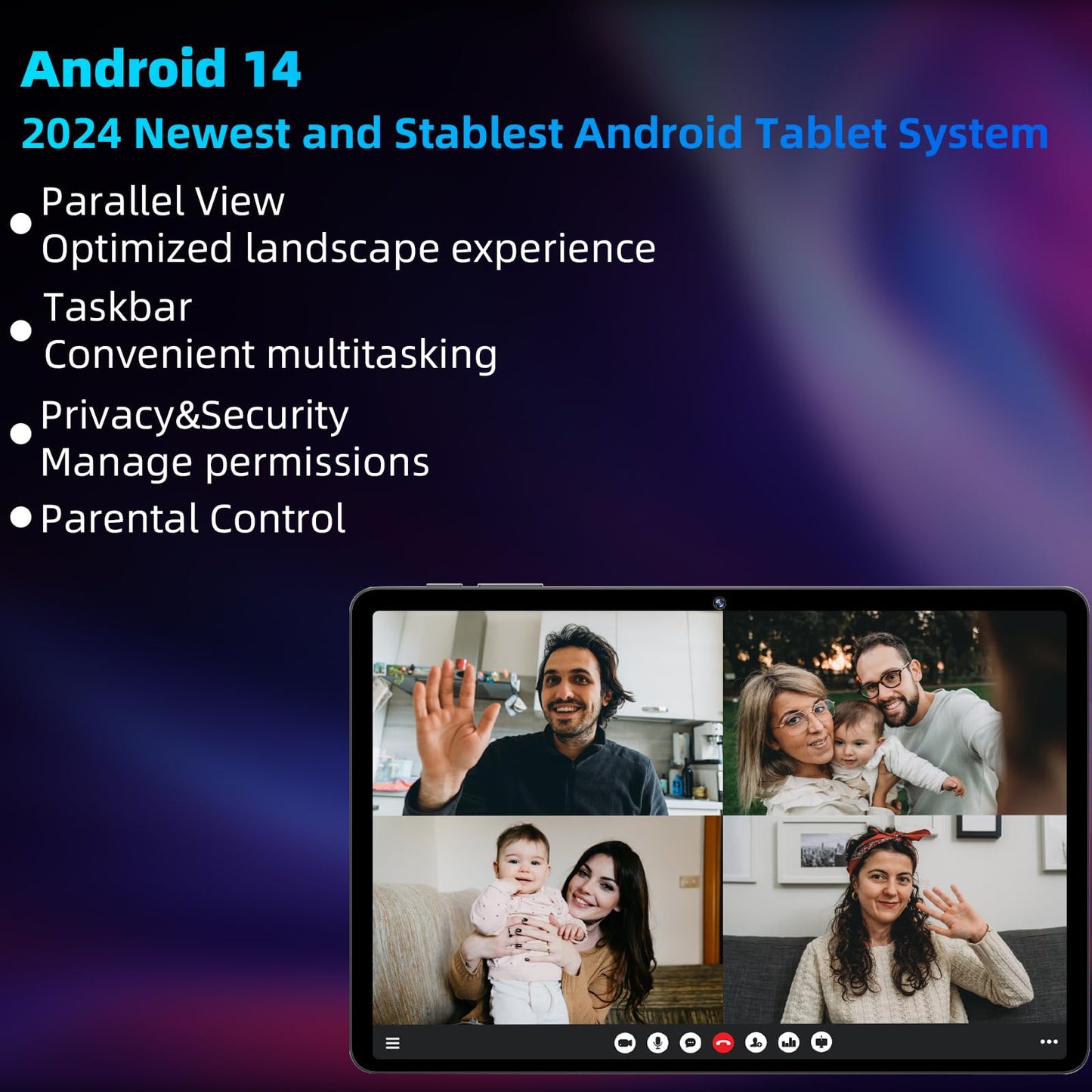 2025 Upgraded Android 14 Tablet, 11inch Tablet PC,Support Face Unlock, Octa-core CPU,12GB+128GB+1TB Expand, 8000mAh Big Battery, 18W Fast Charging, WiFi6, BT5.0,Touchscreen Display Tableta with Case