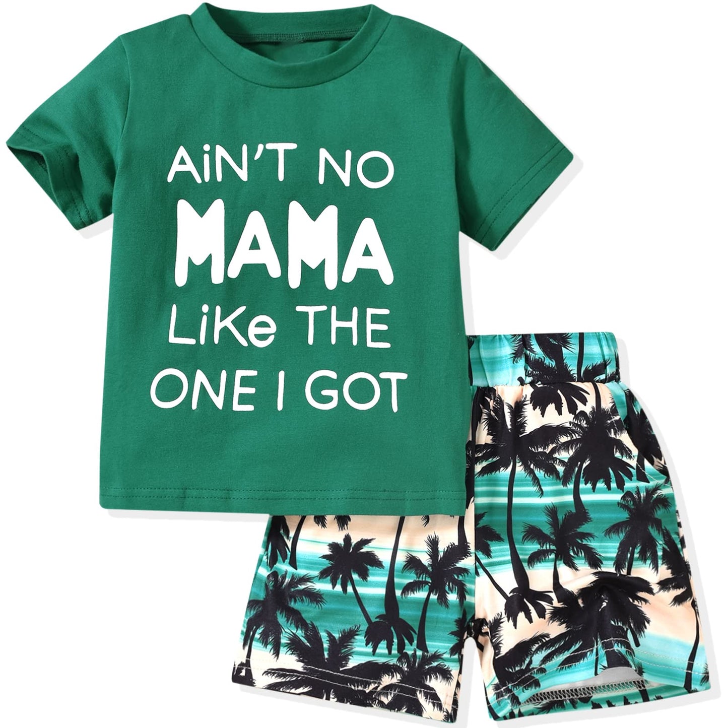 fioukiay 4T Black Toddler Boys Sring Summer Shorts Set Boys Letter Printed Palm Leaf Clothes Outfit