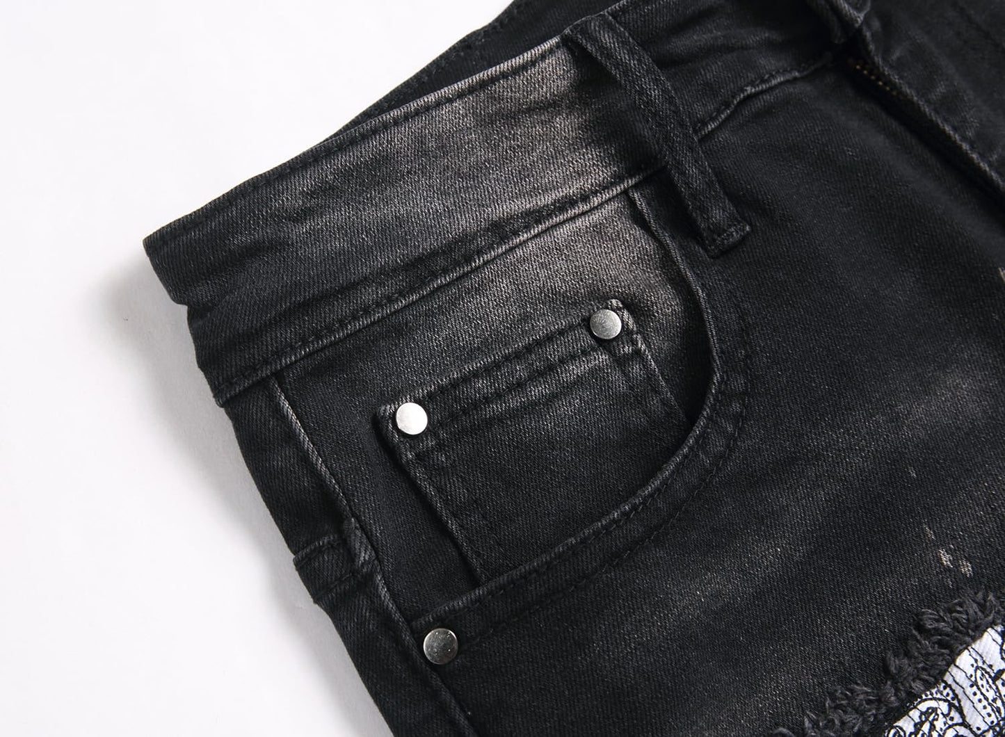 AITITIA Men's Biker Zipper Deco Washed Straight Fit Jeans (40, 002 Light Blue)