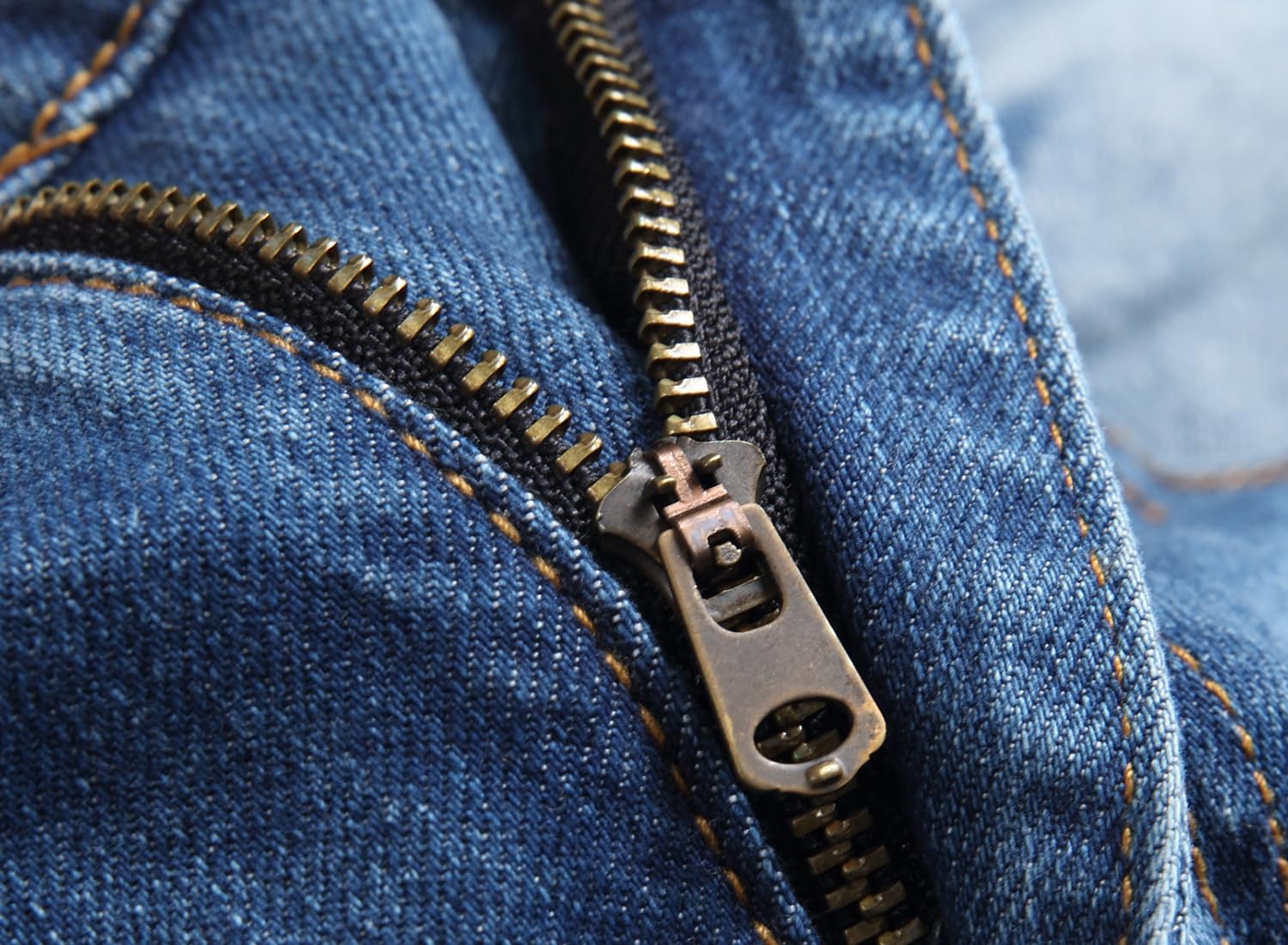 AITITIA Men's Biker Zipper Deco Washed Straight Fit Jeans (40, 002 Light Blue)