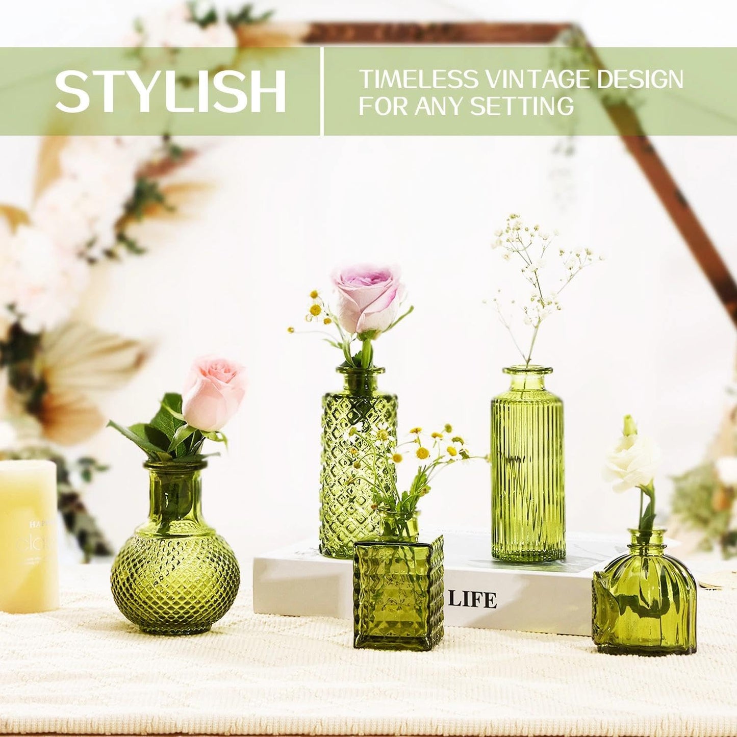 Anquephd Glass Bud Vase Set of 32PCS Wedding Centerpieces for Tables,Mini Clear Bud Vases for Flowers,Small Flower Vases Suitable for Birthday Party,Anniversary,Wedding,Baby Shower (Clear, 32PCS)