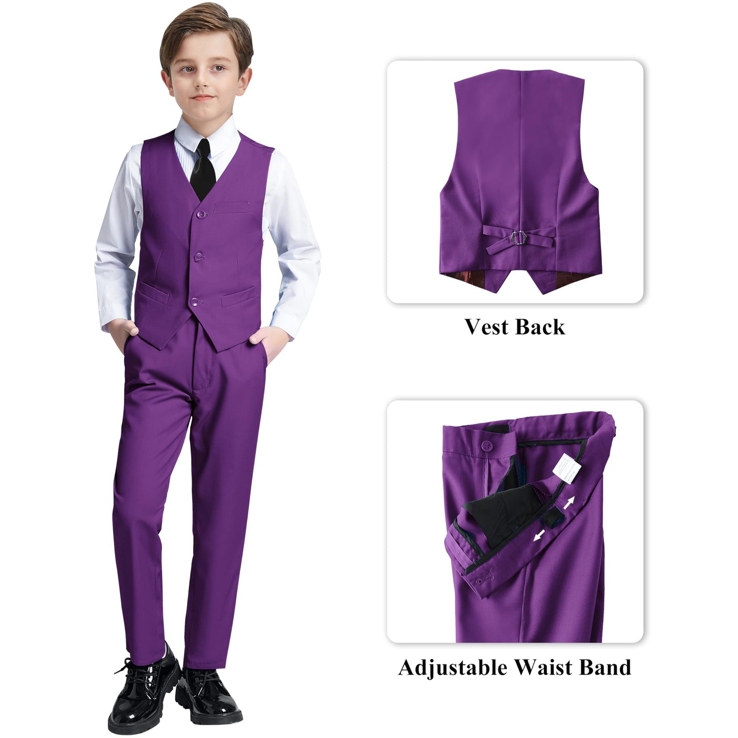 Boys' Suits Size 2T Kids Black Suit Slim Fit 6 Piece Formal Suit Set Teen Toddler Ring Bearer Outfit for Wedding