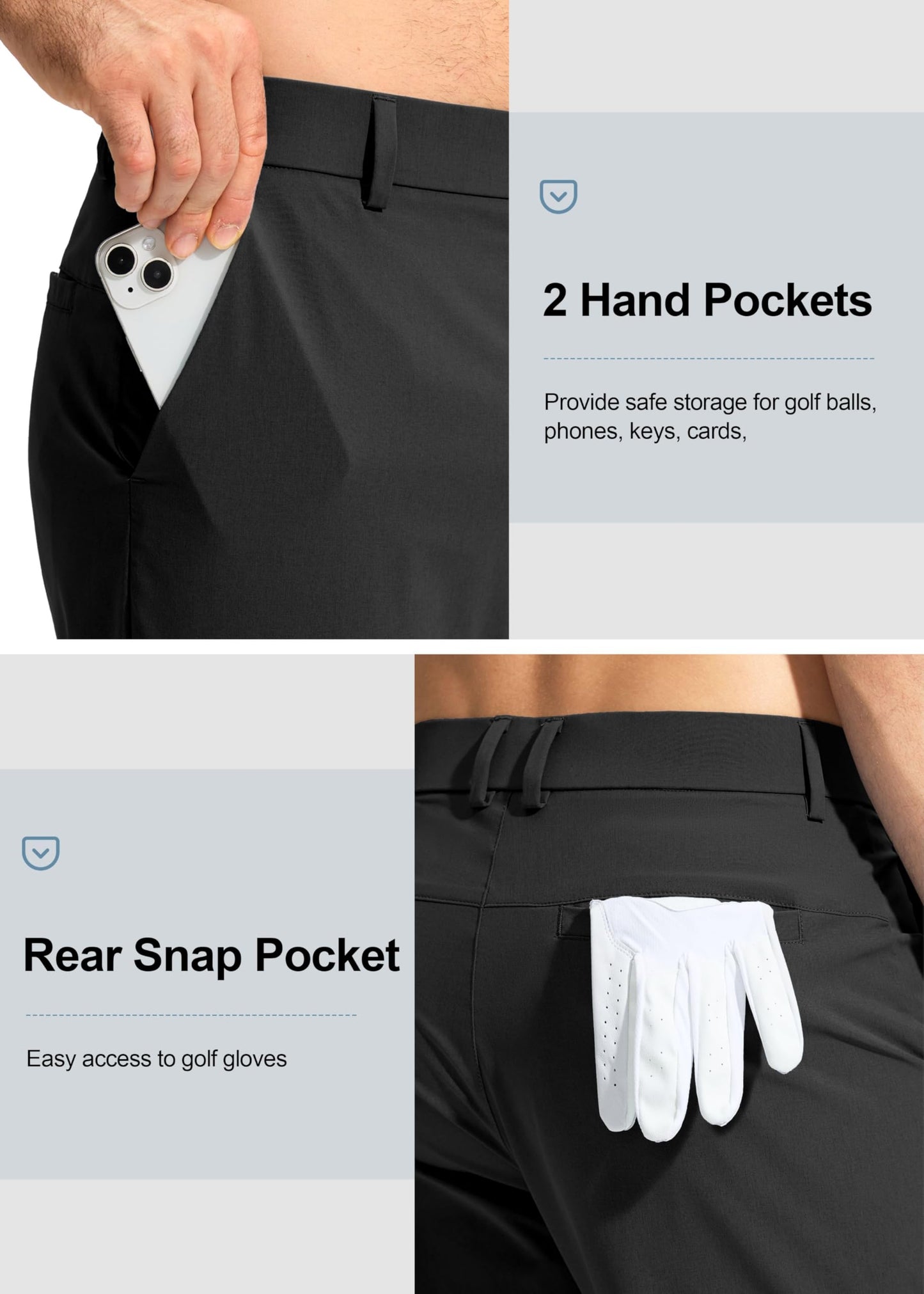 Pudolla Men's Golf Pants Stretch Classic Fit Work Dress Pants 30 Lightweight Quick Dry Casual Slacks Trousers with Pockets(Khaki 34Wx30L)