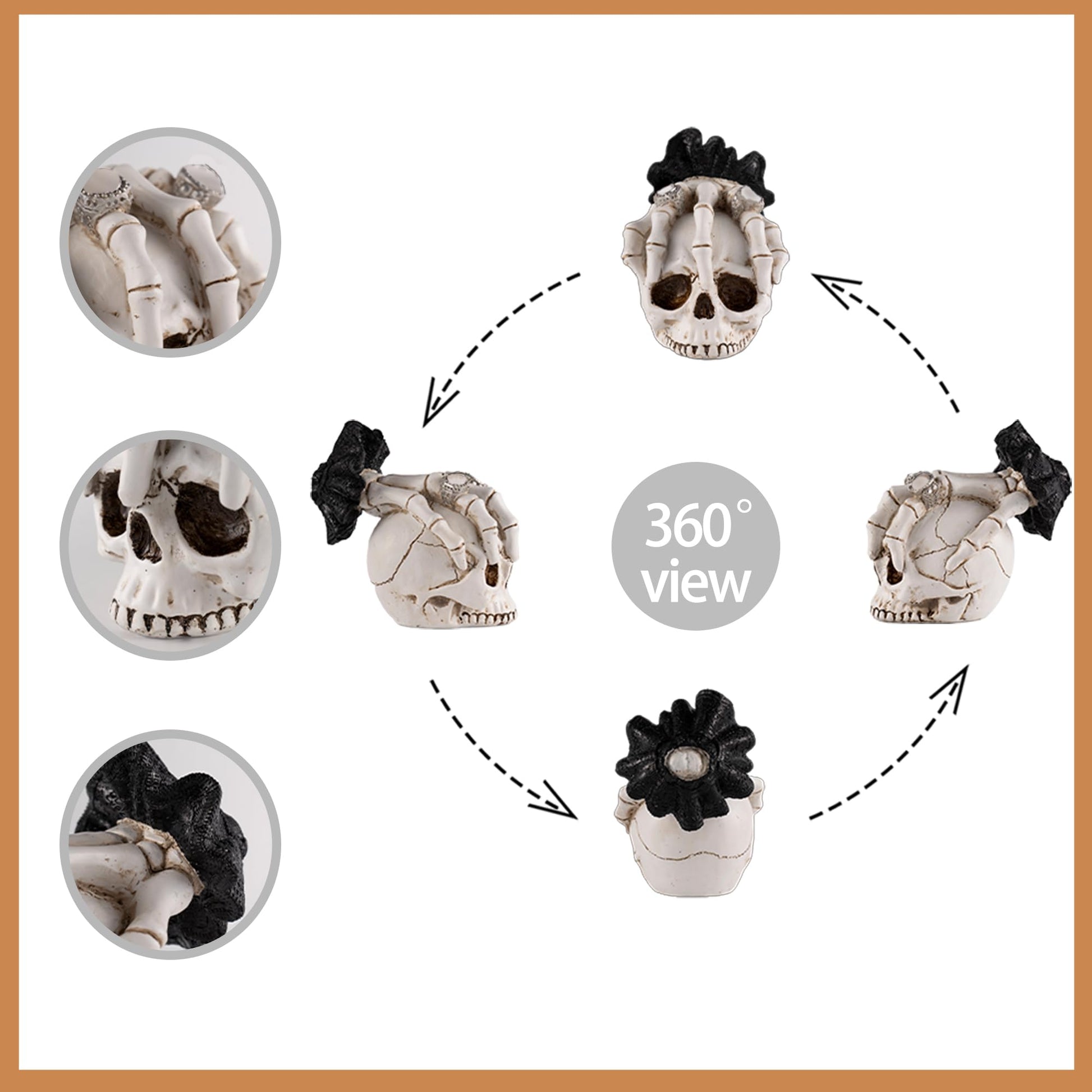 Rezpuao Skeletons Statue Hear See Speak No Evil Baby Halloween Figurines 