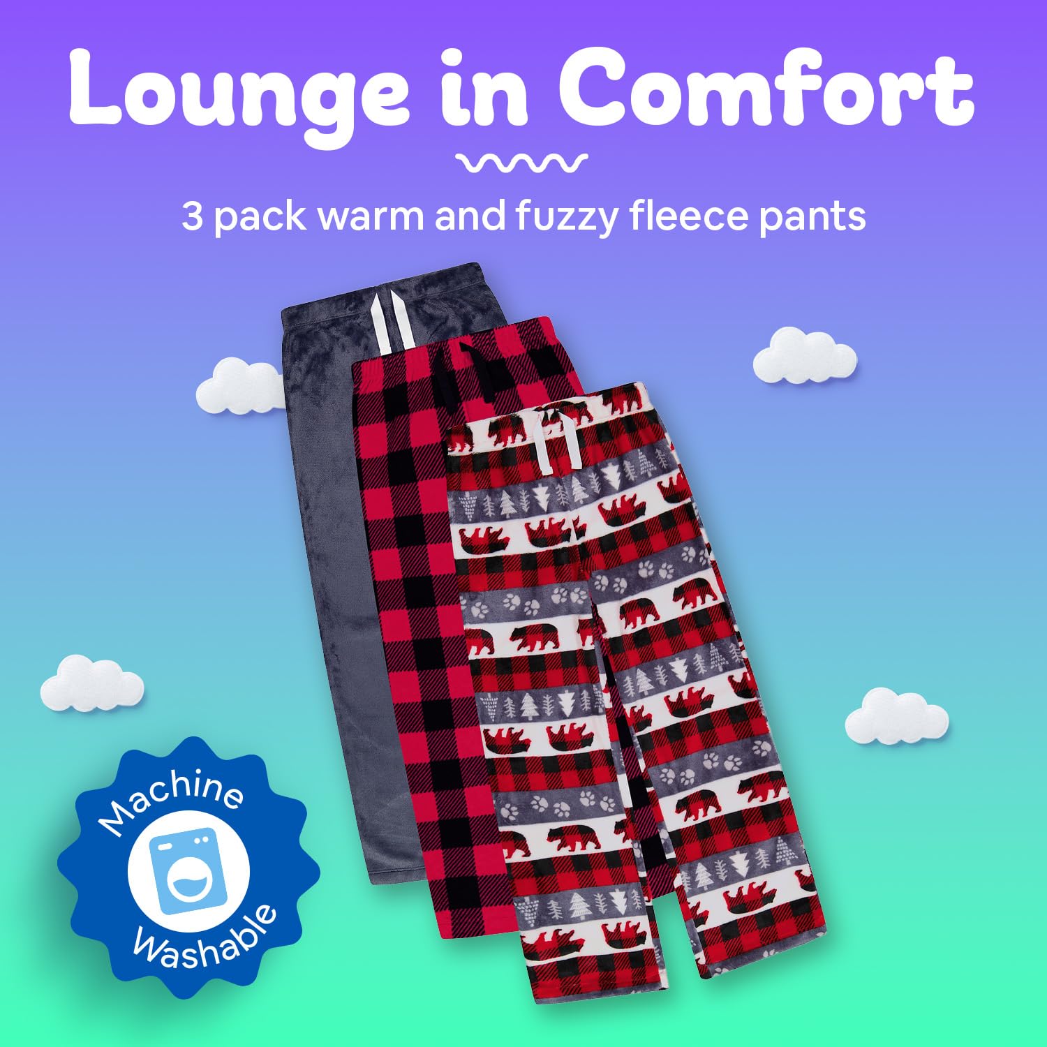 US Angels Boys Pajama Pants - 3 Pack, Boys' Sleepwear.