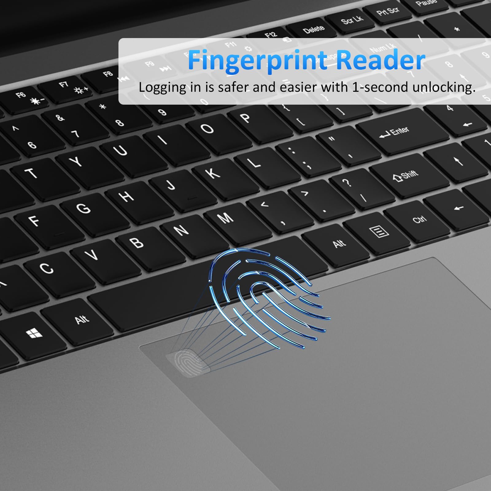 Auusda 15.6" Laptop Computer, 16GB RAM, 1TB NVMe, 4C4T N95 Up to 3.4GHz, FHD Display, Backlit Keyboard, Fingerprint Reader, Big 8000mAh Battery, Win11 Pro, Upgradable to 10TB Storage, Silver, T152A