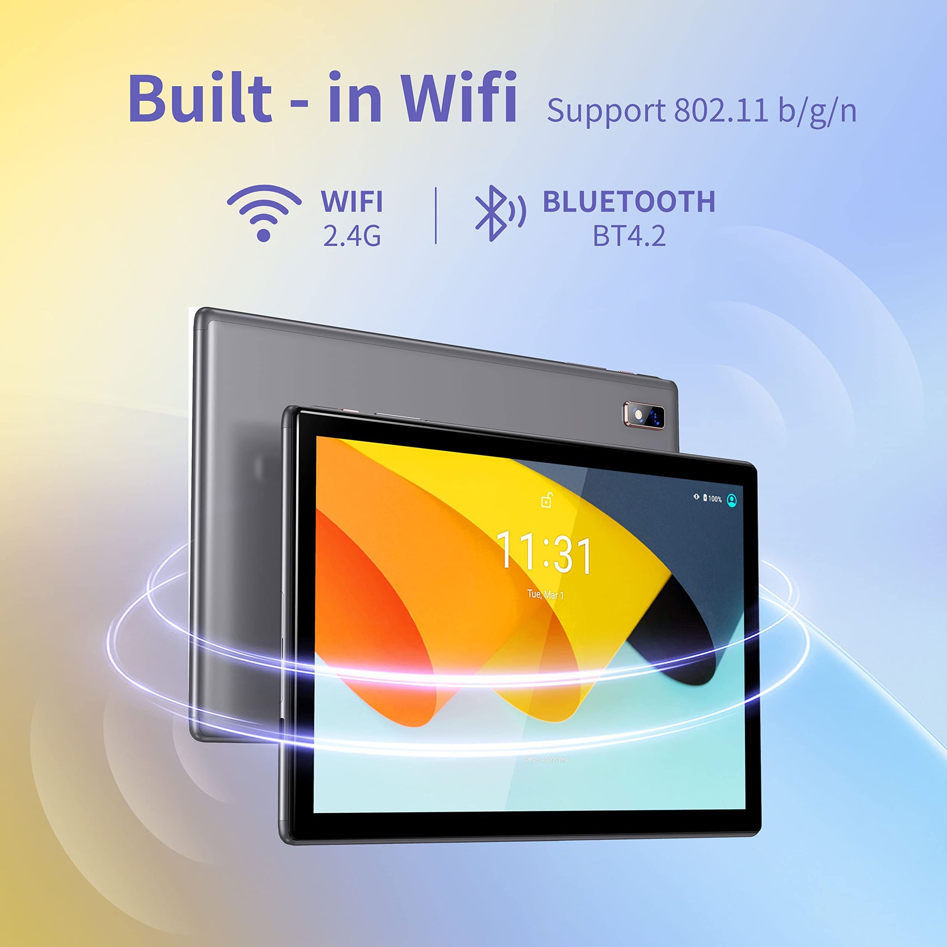 BYYBUO A10_L 10.1-inch Tablet | 6GB RAM + 64GB ROM | Android 14 OS | Quad-Core Processor | 5000mAh Battery | 1280x800 IPS HD Touchscreen | 5MP+8MP Camera | Bluetooth | WiFi | Grey