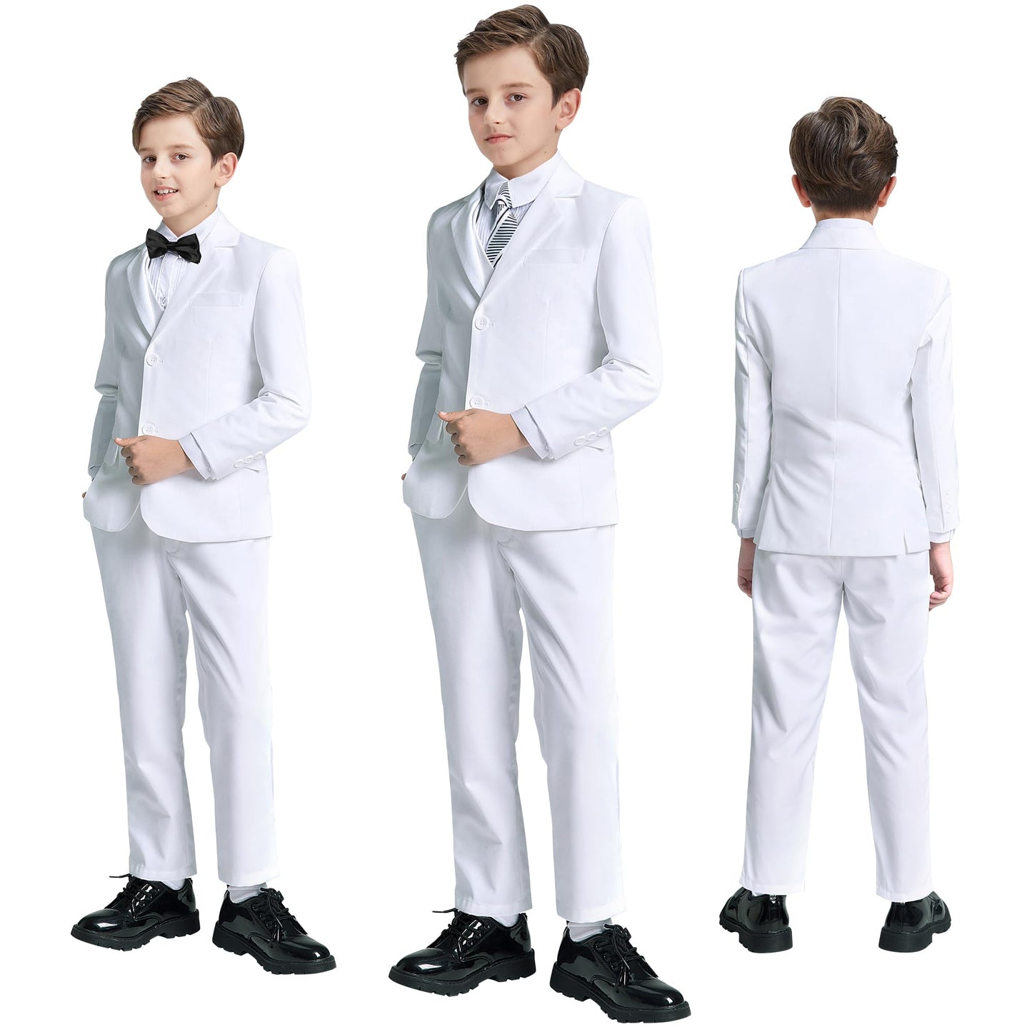 Boys' Suits Size 2T Kids Black Suit Slim Fit 6 Piece Formal Suit Set Teen Toddler Ring Bearer Outfit for Wedding