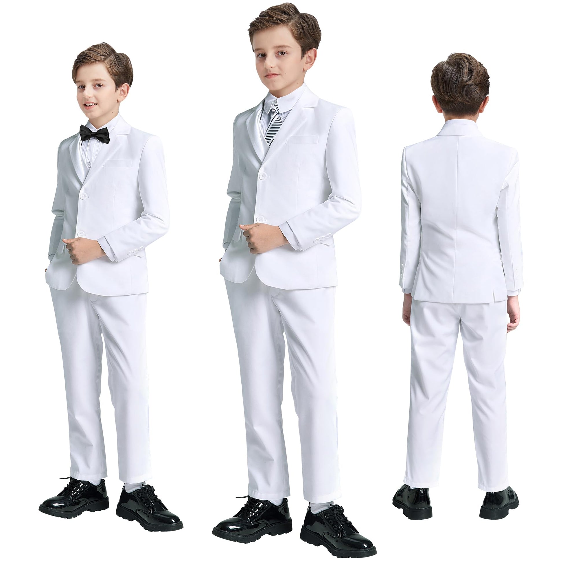 Boys' Suits Size 2T Kids Black Suit Slim Fit 6 Piece Formal Suit Set Teen Toddler Ring Bearer Outfit for Wedding