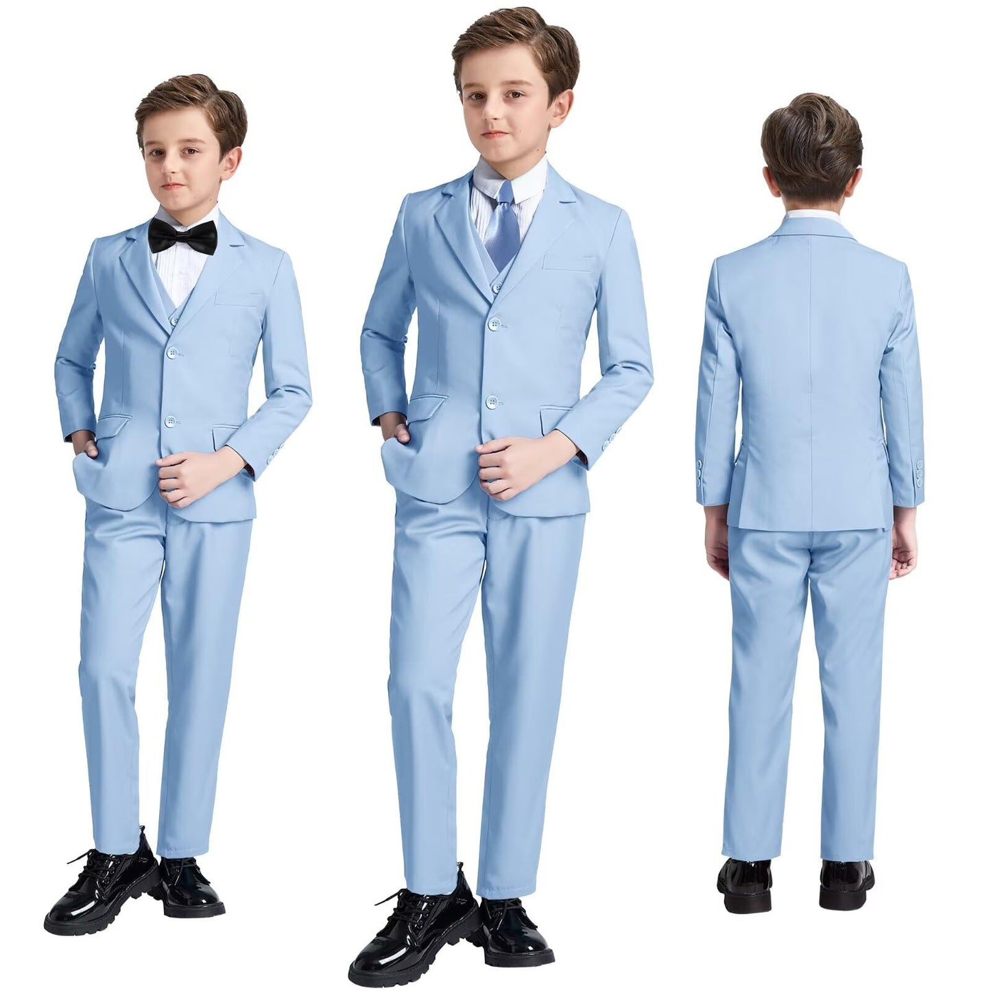 Boys' Suits Size 2T Kids Black Suit Slim Fit 6 Piece Formal Suit Set Teen Toddler Ring Bearer Outfit for Wedding