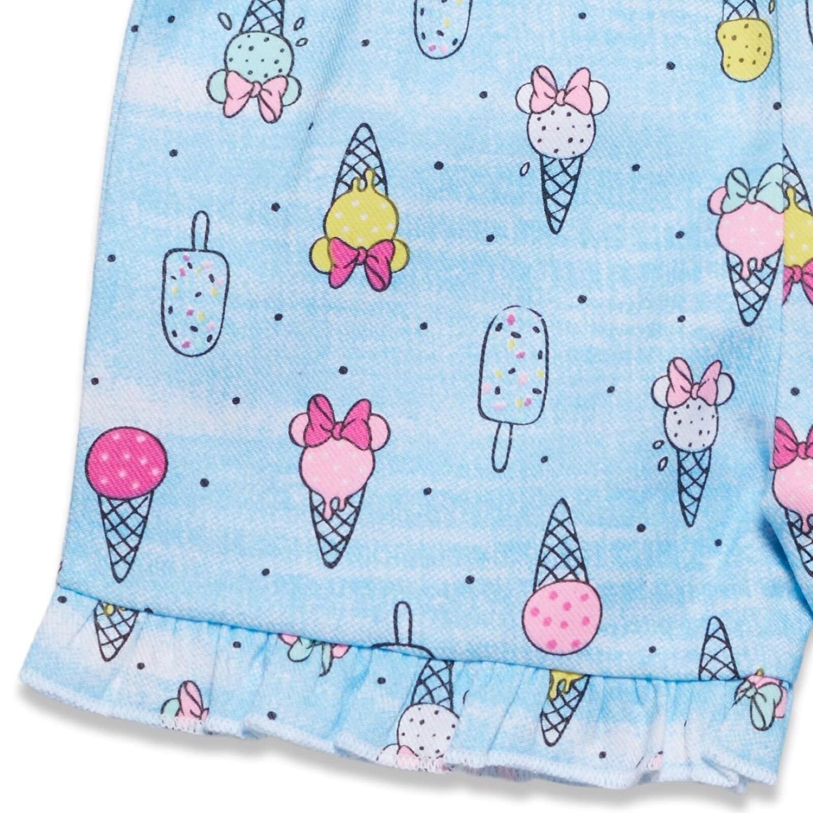 Disney Minnie Mouse Toddler Girls Graphic T-Shirt and Shorts Outfit Set Light Pink/Light Blue 3T