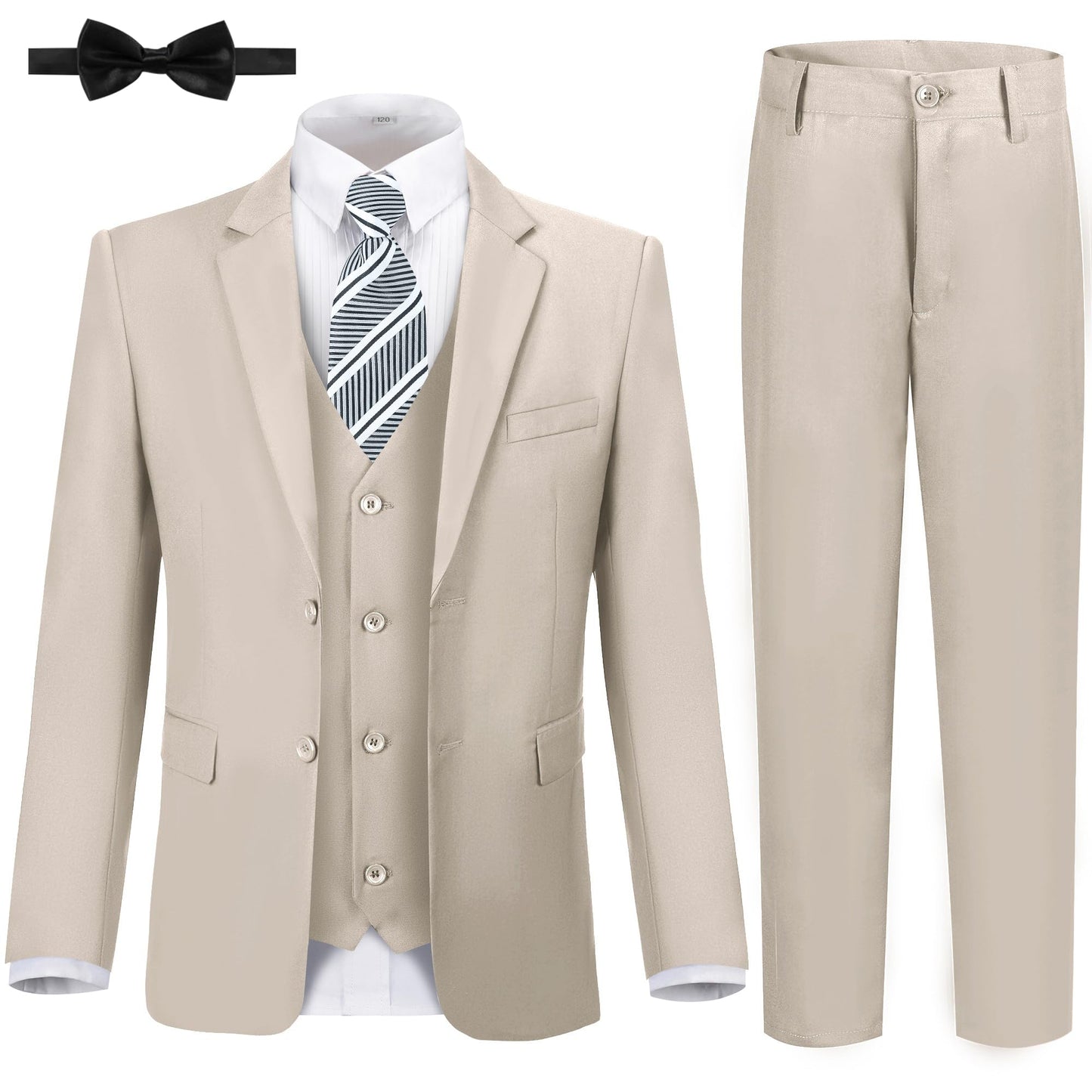 Boys' Suits Size 2T Kids Black Suit Slim Fit 6 Piece Formal Suit Set Teen Toddler Ring Bearer Outfit for Wedding