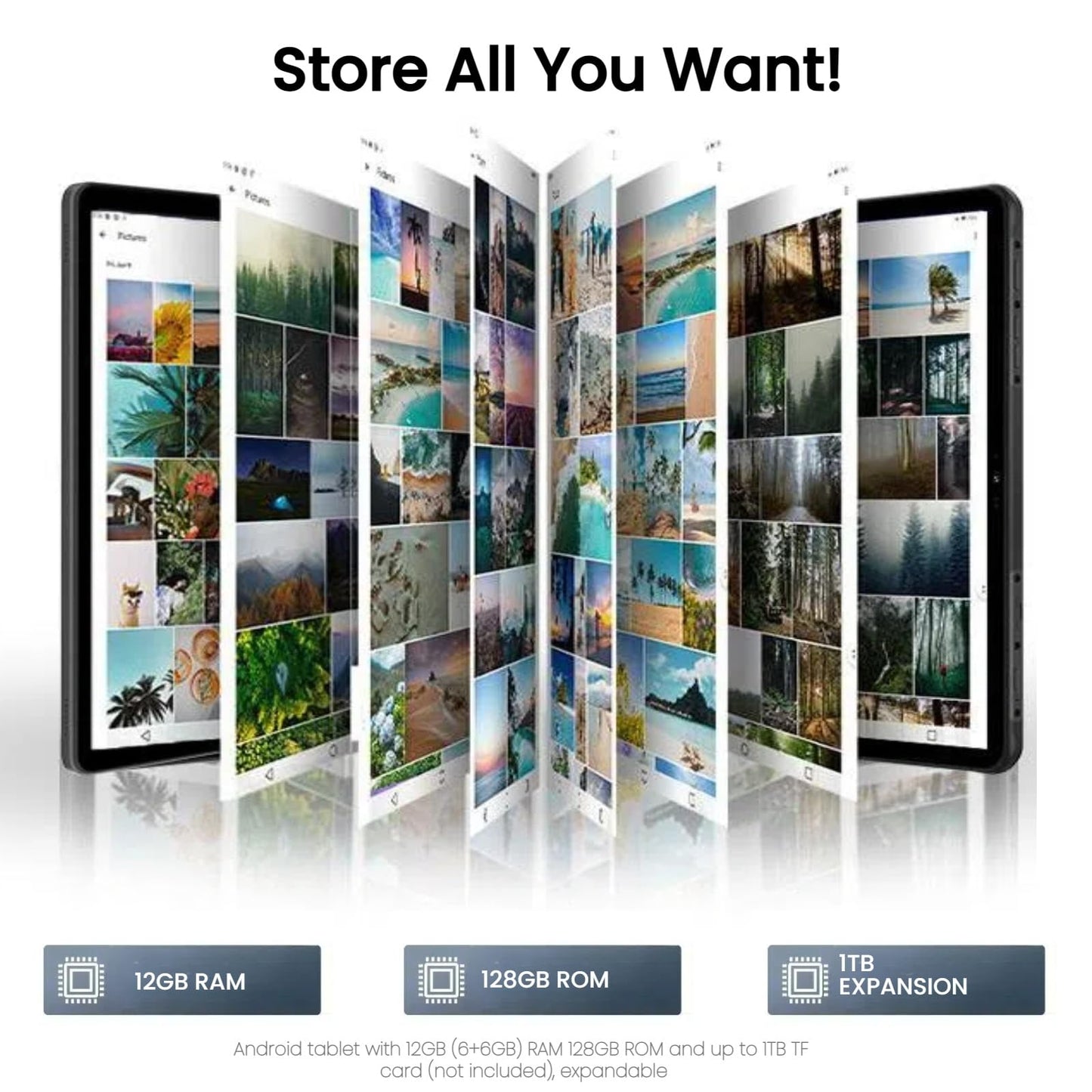 11 Inch Tablet Android 14 Tablets, 2024 New GMS Certified, Octa Core Tablet PC with Keyboard/Mouse/Case12GB RAM 128GB ROM 1TB Expand, 8000mAh, Fast Charging, 5GWiFi, BT5.0, FM, GPS (Black)