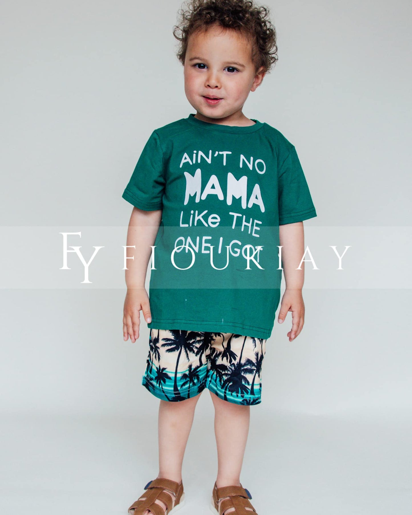 fioukiay 4T Black Toddler Boys Sring Summer Shorts Set Boys Letter Printed Palm Leaf Clothes Outfit