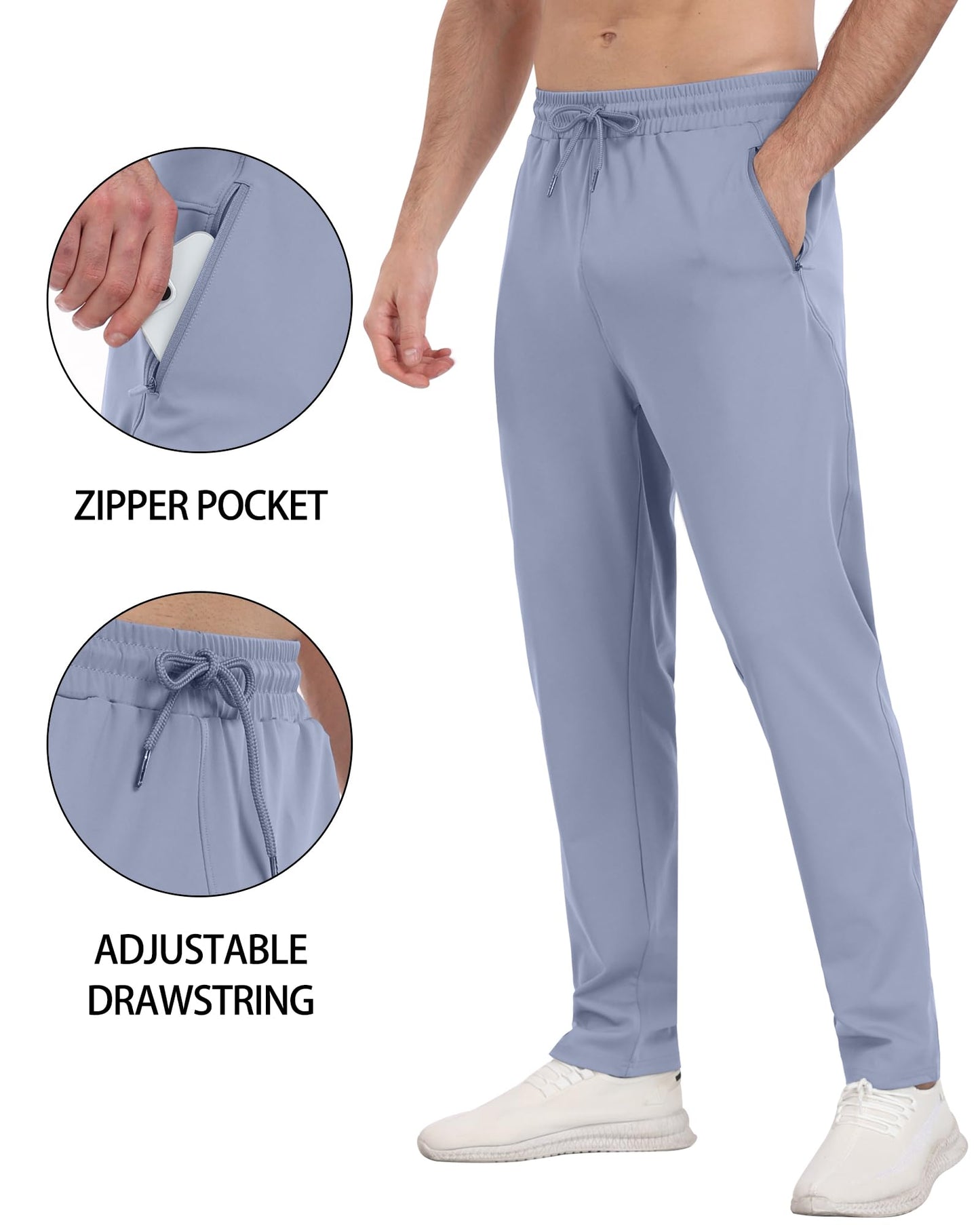 3 Pack Men's Athletic Sweatpants with Zipper Pockets,